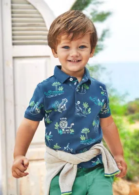 1107 - S/s polo for baby boy - Indigo