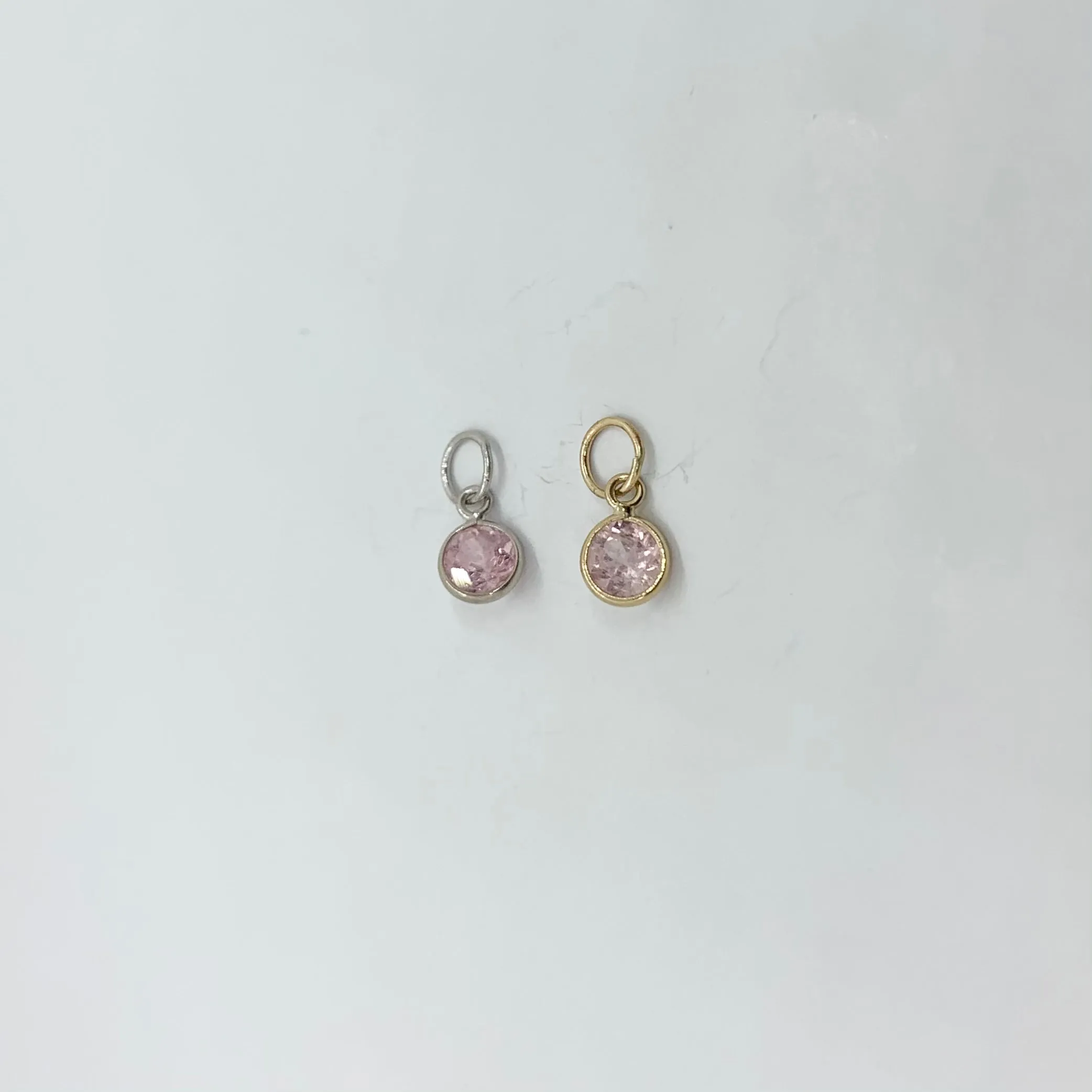 14k Gold Round Birthstone Pendants