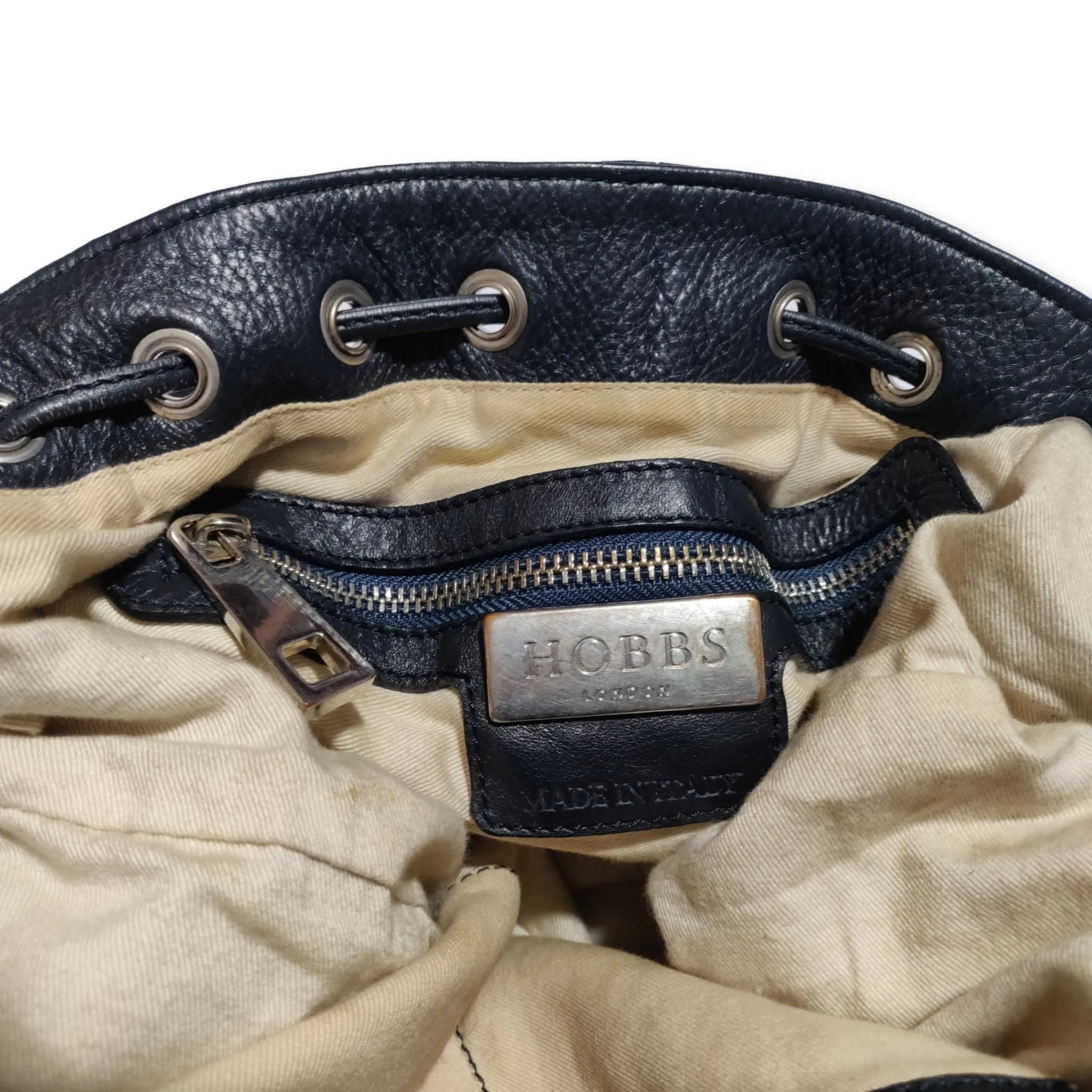 2000s navy Hobbs London leather crossbody bag Made in Italy