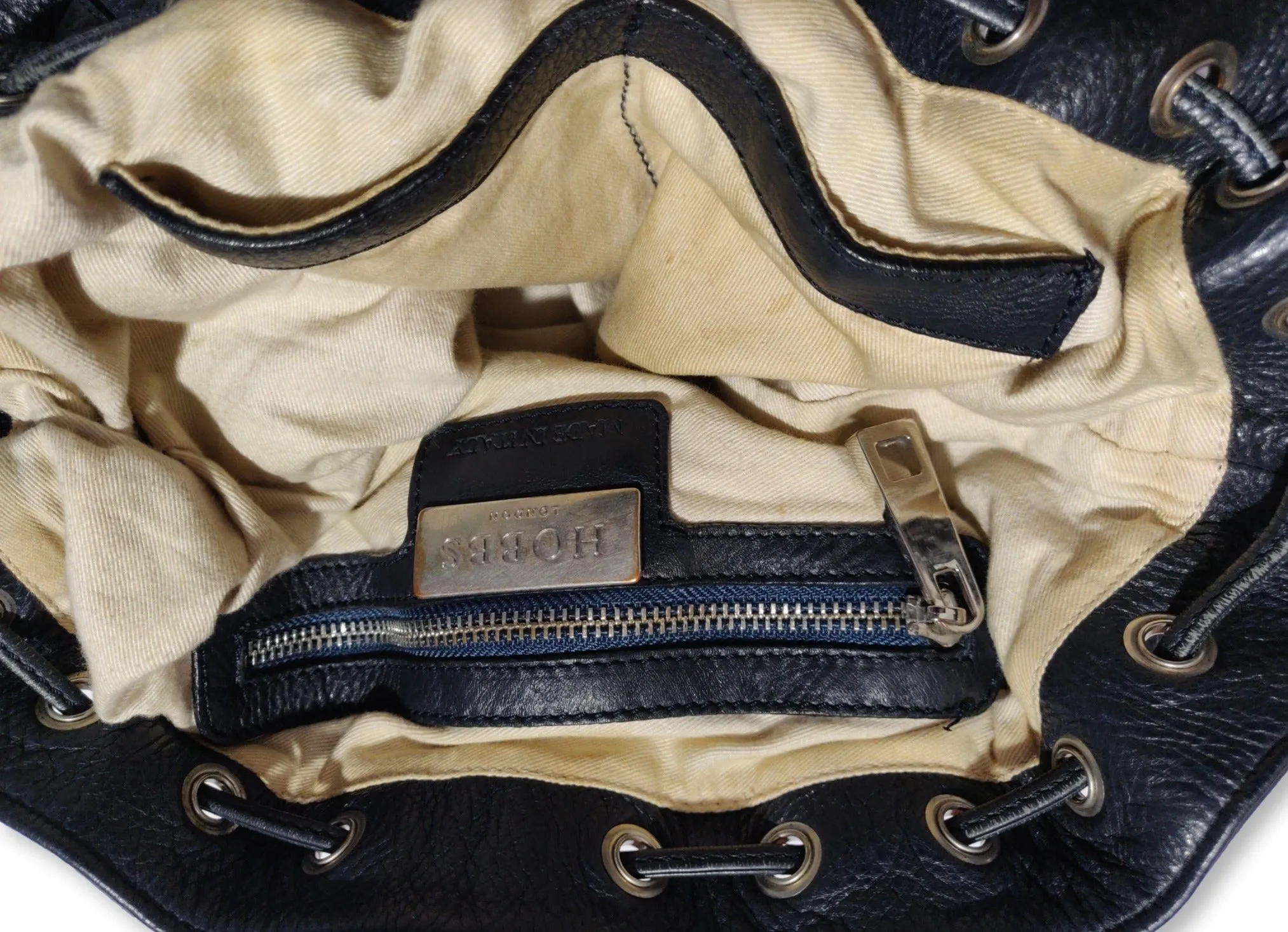 2000s navy Hobbs London leather crossbody bag Made in Italy