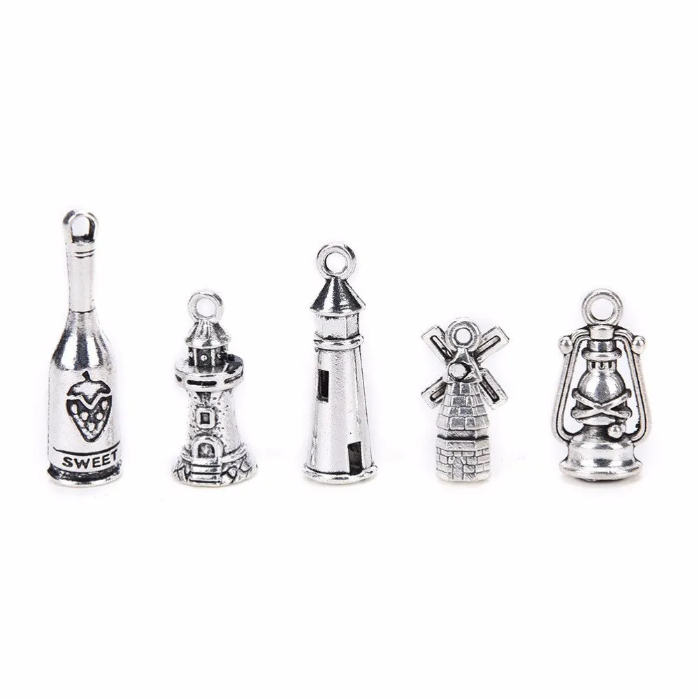 40Pcs Bulk Tibetan Style Alloy Pendants Conch shells Sea Star anchor Mix Pendants Charms DIY Jewelry SM6