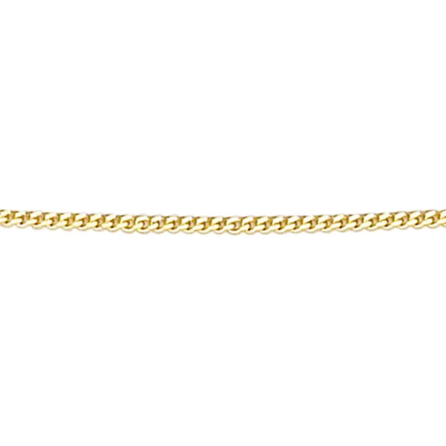 9ct yellow old diamond cut curb link chain, adjustable 16/41cm   18/46cm, suitable for pendants. 32020