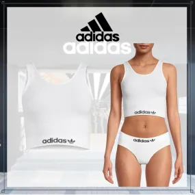 adidas  |Street Style U-Neck Plain Logo Cropped Tops