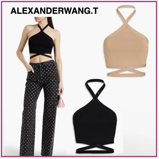 Alexander Wang  |Casual Style Halter Neck Street Style Plain Logo