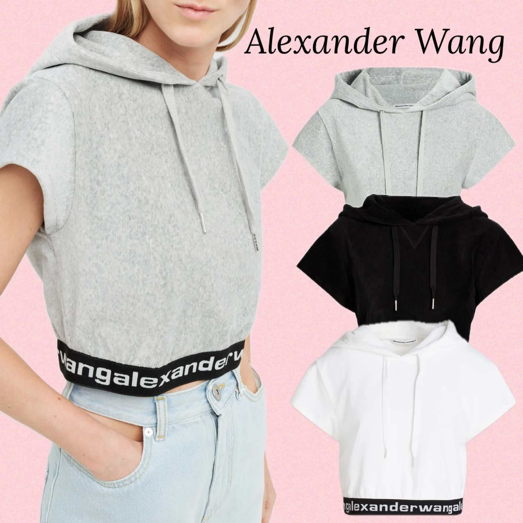 Alexander Wang  |Corduroy Street Style Plain Short Sleeves Logo Skater Style