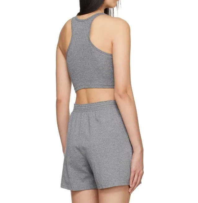 Alexander Wang  |Rib Street Style U-Neck Plain Cotton Cropped Tops