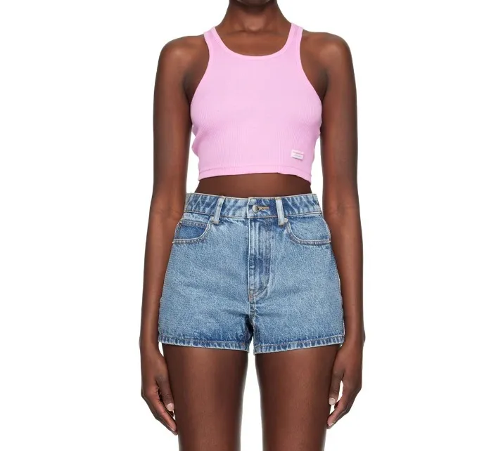 Alexander Wang  |Rib Street Style U-Neck Plain Cotton Cropped Tops