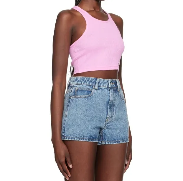 Alexander Wang  |Rib Street Style U-Neck Plain Cotton Cropped Tops