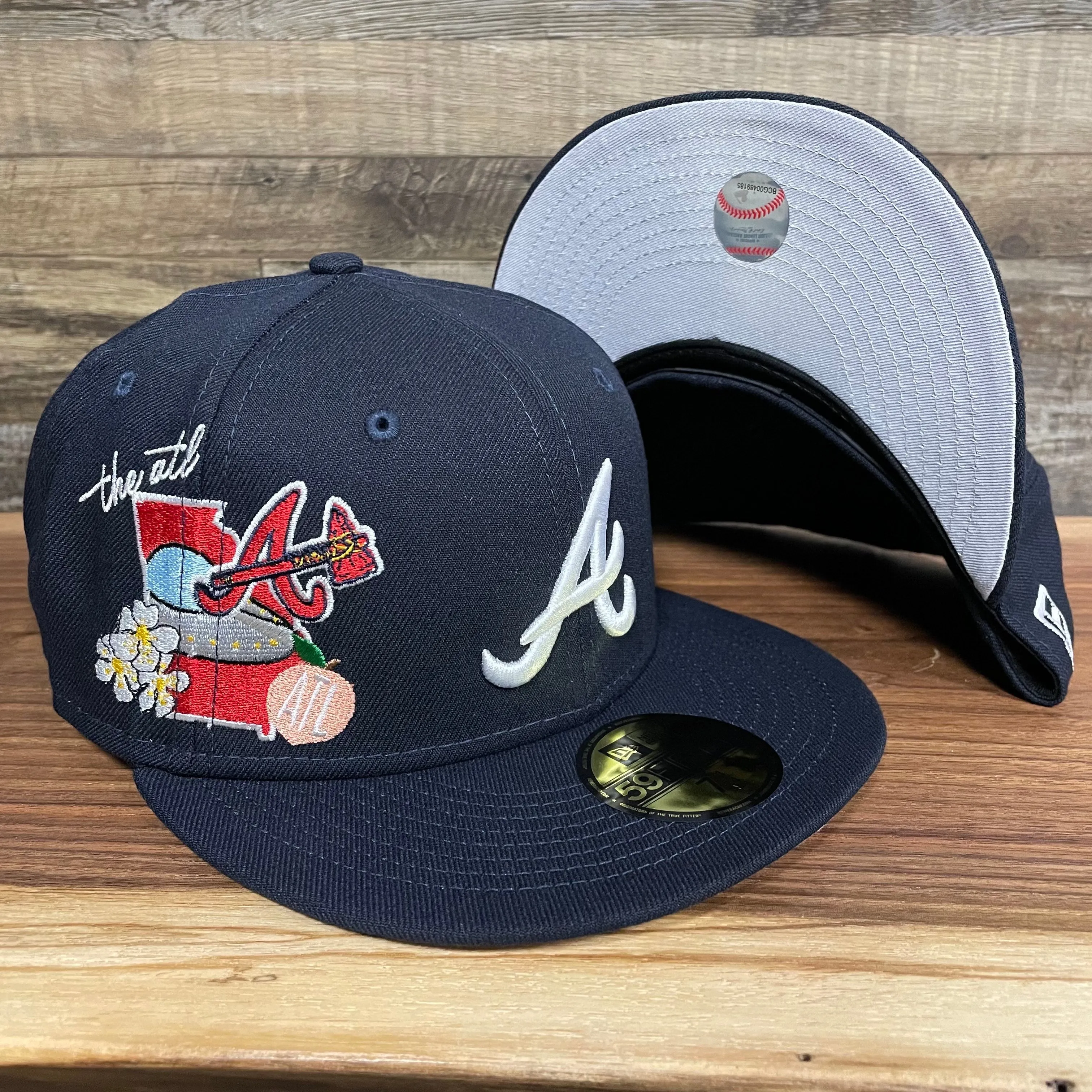 Atlanta Braves City Cluster Side Patch Gray Bottom Navy 59Fifty Fitted Cap