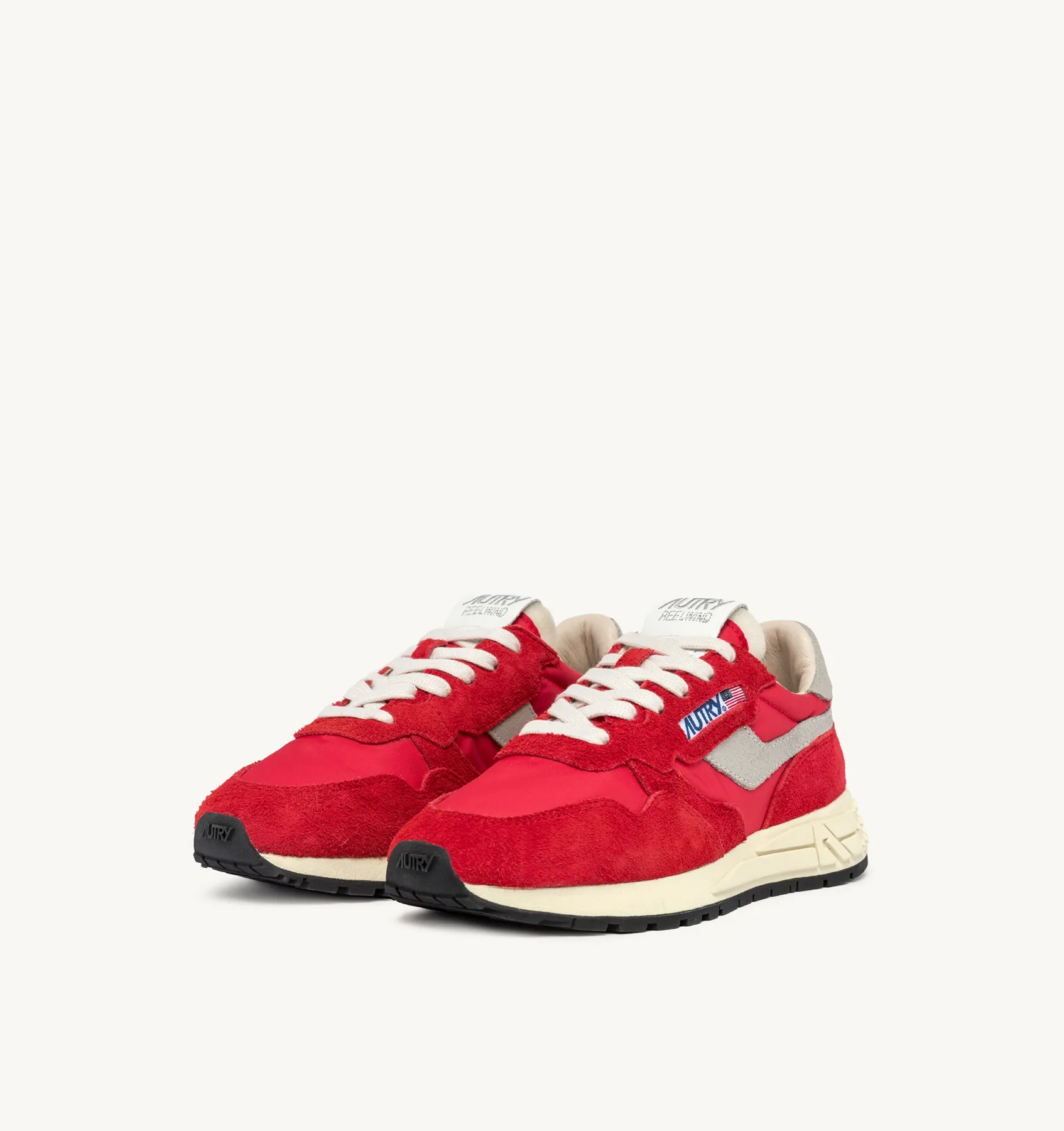 AUTRY SNEAKERS MAN  REELWIND LOW SNEAKERS IN RED NYLON AND SUEDE