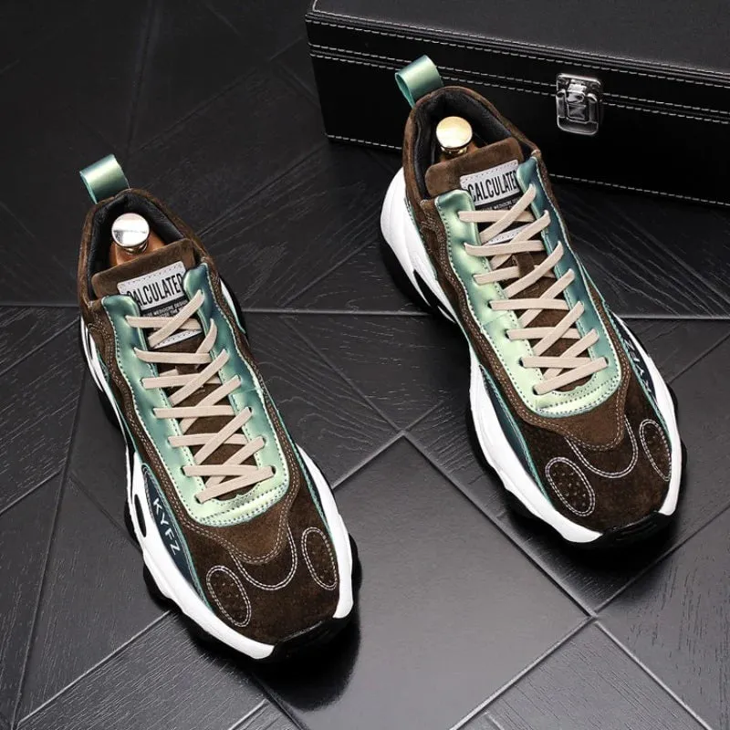 Autumn Lace Up Non Slip Waterproof Patchwork Sneakers Shoes for Men