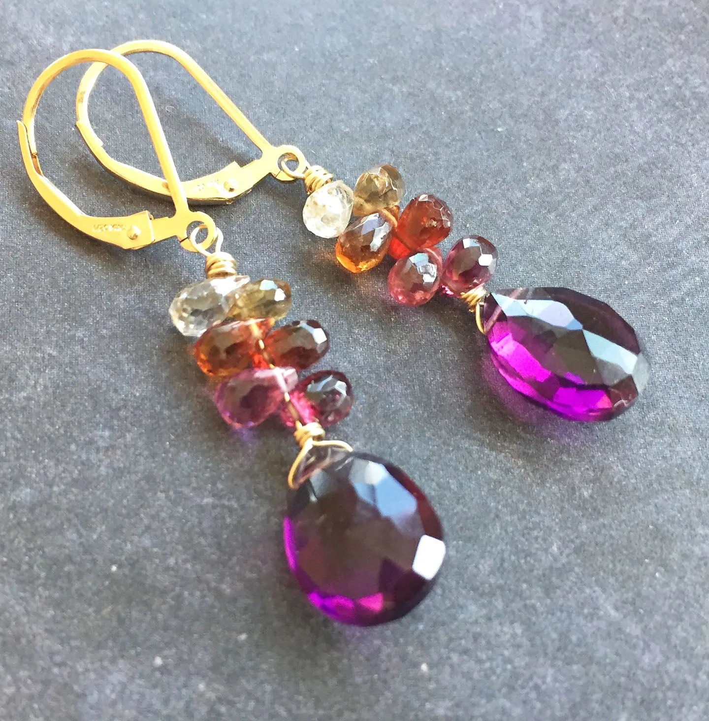 Autumn Prelude Dangles, Sapphire, metal choices