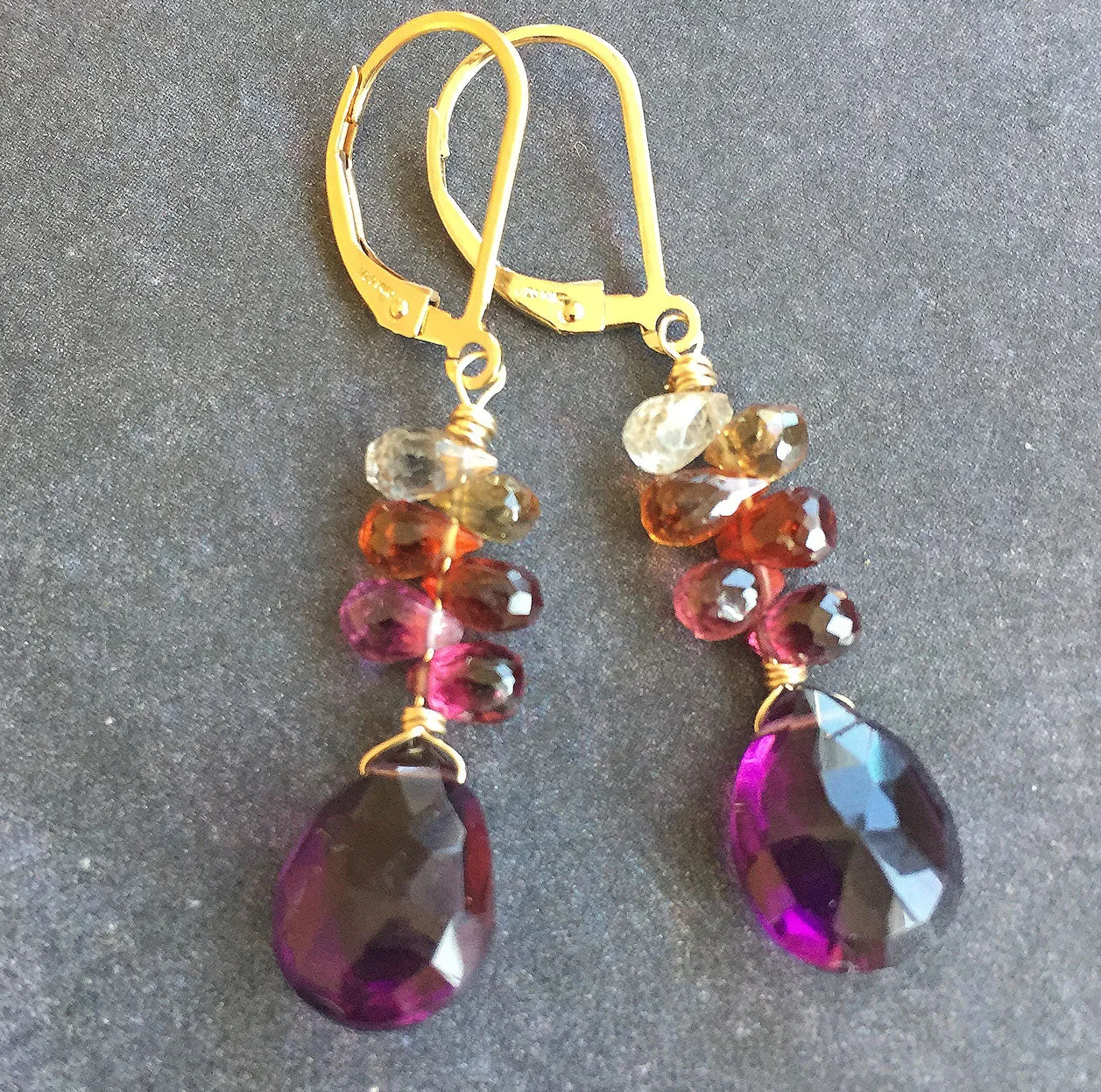 Autumn Prelude Dangles, Sapphire, metal choices