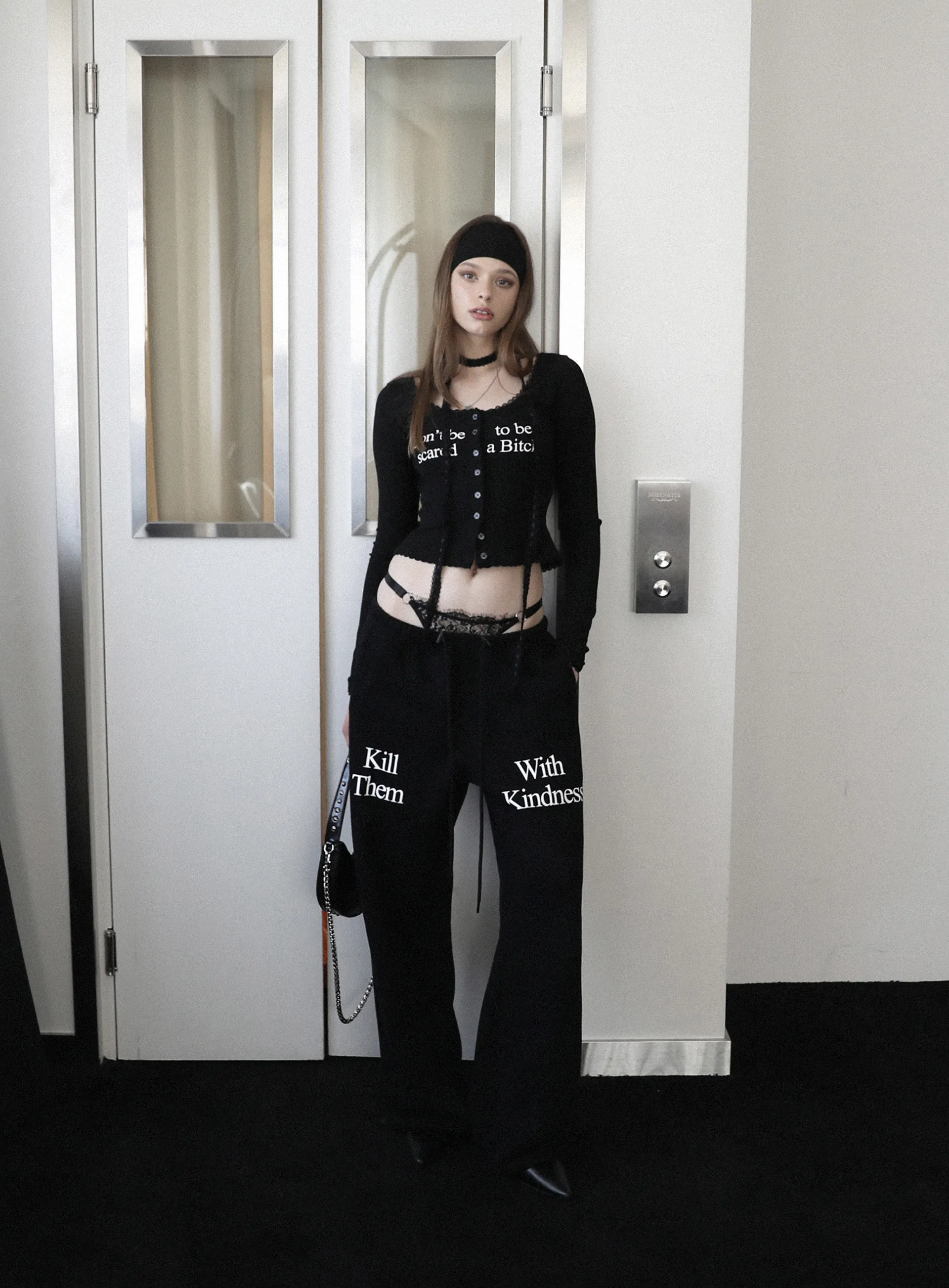 BADBLOOD  |Casual Style Street Style Long Sleeves Logo Cropped Tops