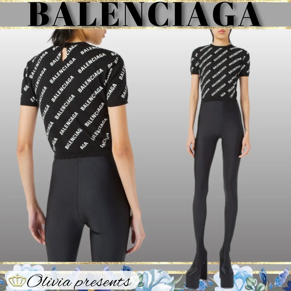 BALENCIAGA  |Crew Neck Casual Style Street Style Cotton Short Sleeves