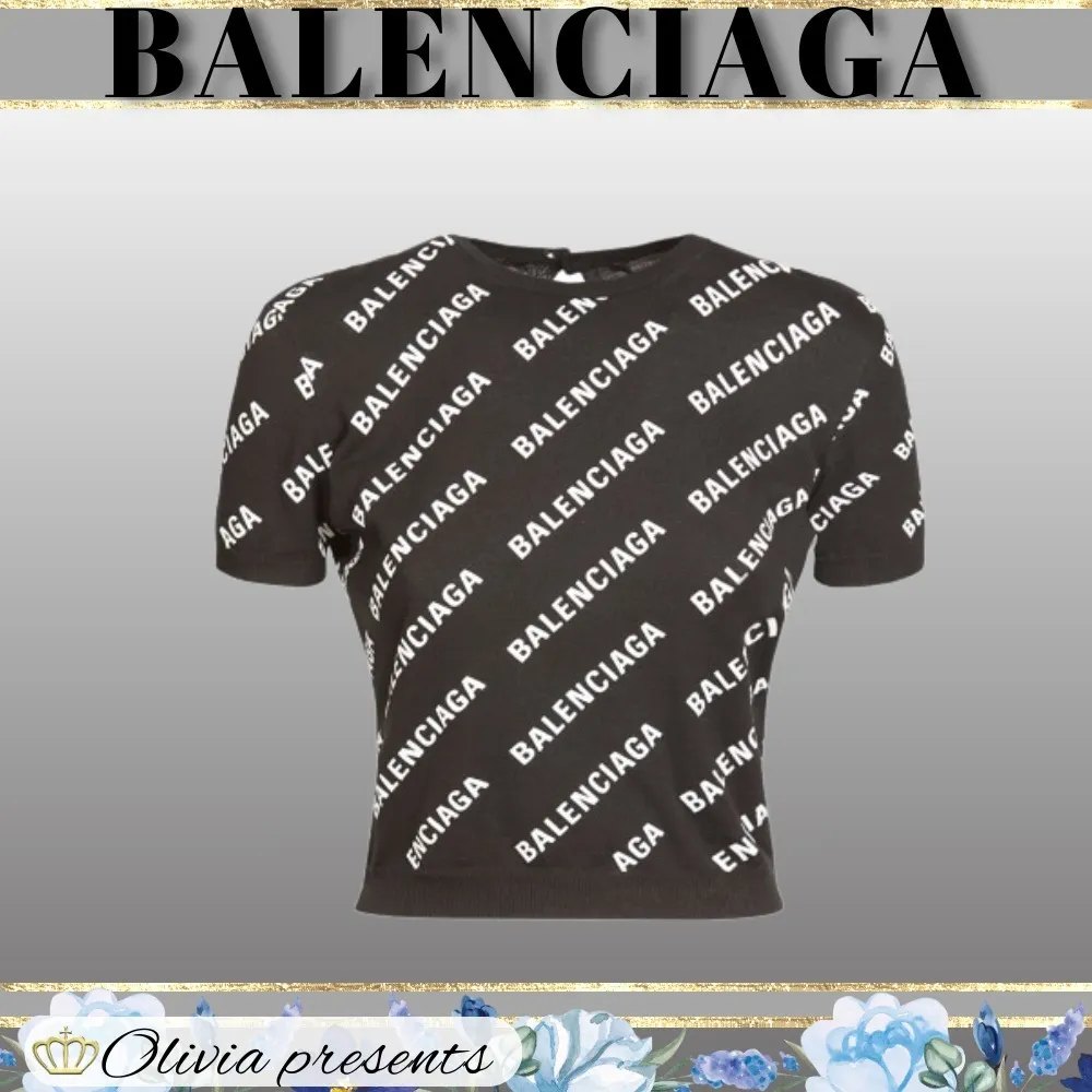 BALENCIAGA  |Crew Neck Casual Style Street Style Cotton Short Sleeves