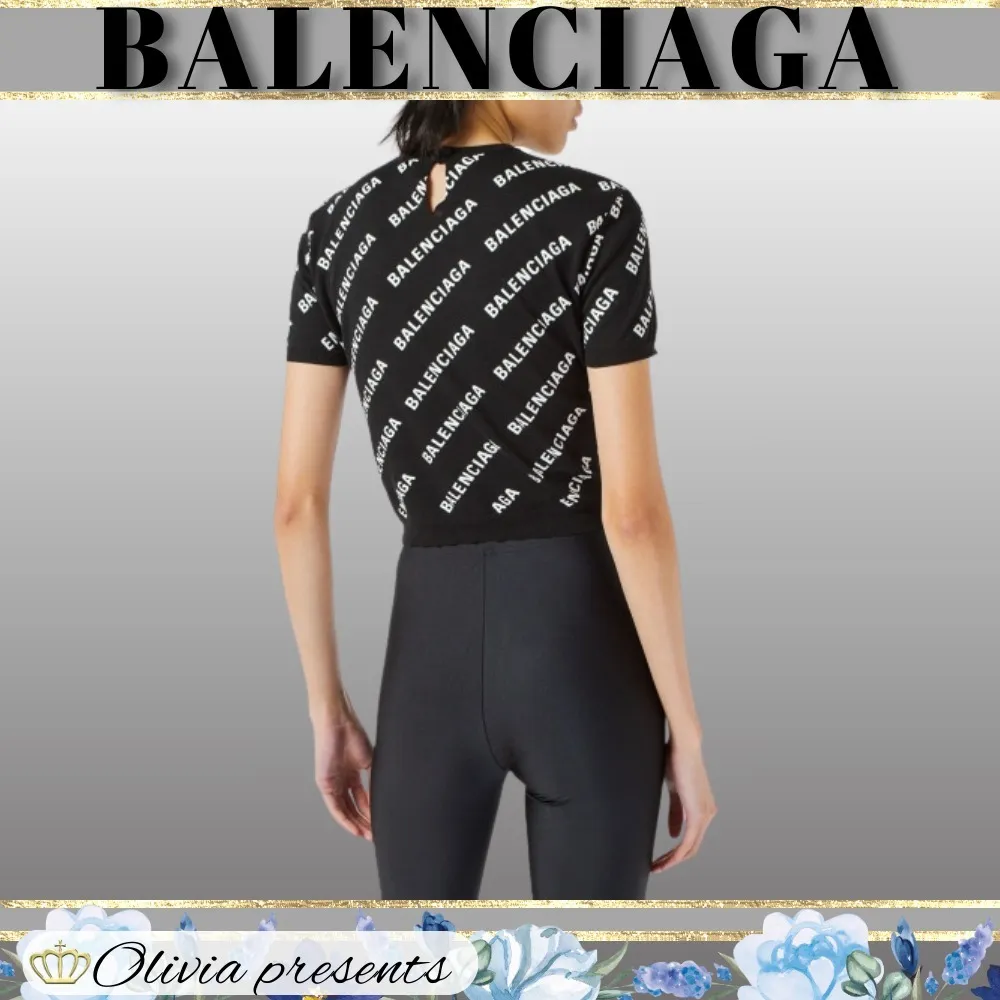 BALENCIAGA  |Crew Neck Casual Style Street Style Cotton Short Sleeves