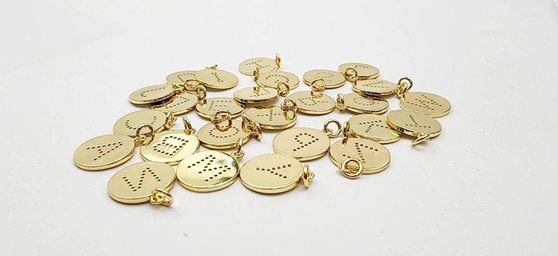 Beautiful gold plated disk letter pendants, SKU# M1282