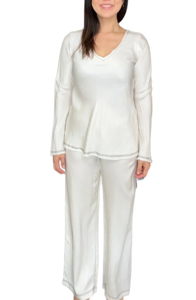 Bec & Bridge Cream with Black Contrast Stitching Top & Pants - size 8