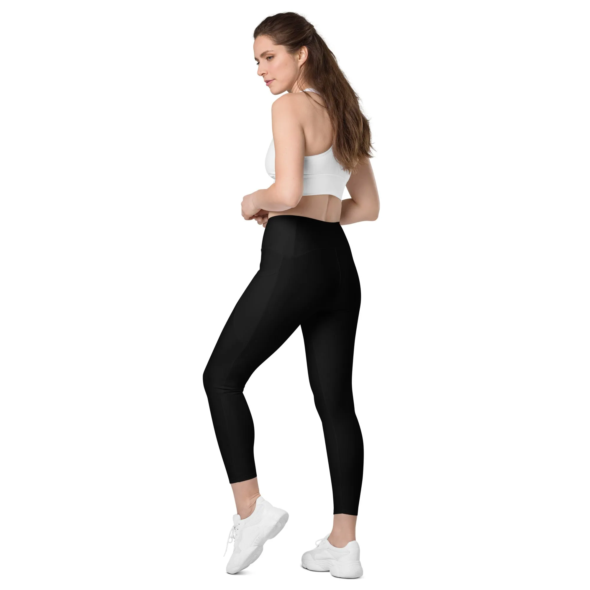 Black 'BLUEPINKWHITE' Hashtag Fitness, Pilates Crossover Waistband Workout Pants