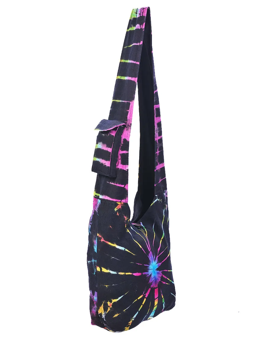 Black Rainbow Tie Dye Hobo Bag