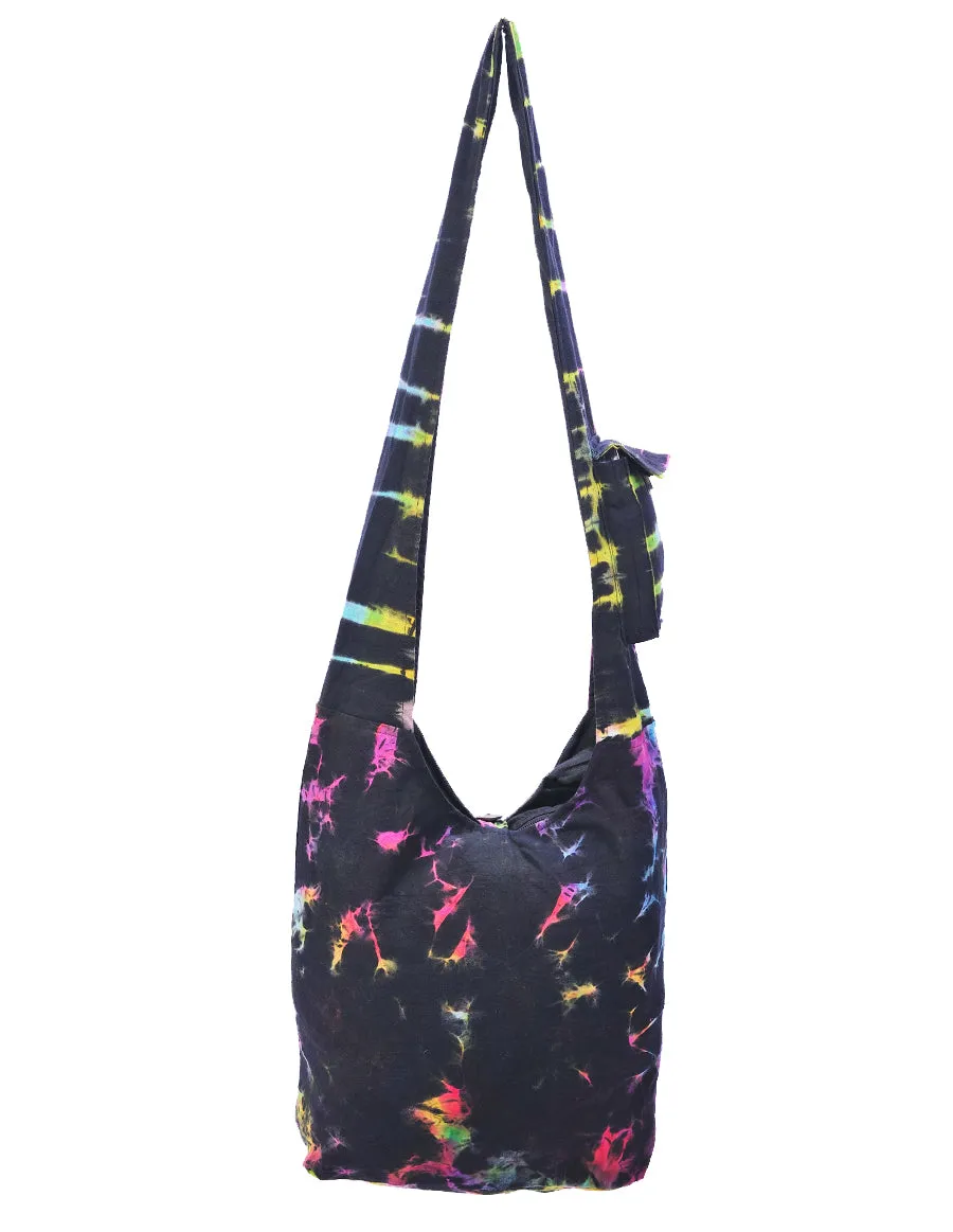 Black Rainbow Tie Dye Hobo Bag