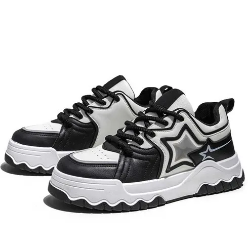 Black stripe star pattern sport shoe sneaker