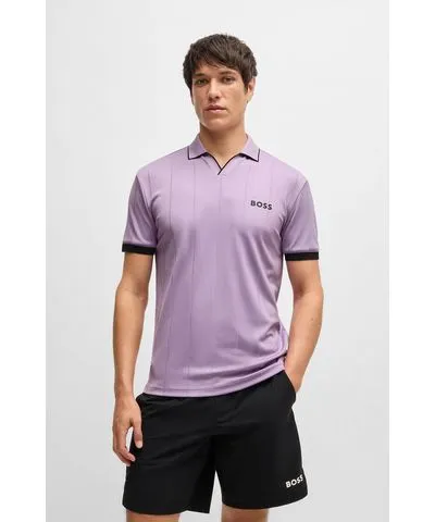 Boss x Matteo Berrettini active polo shirt with four-way stretch