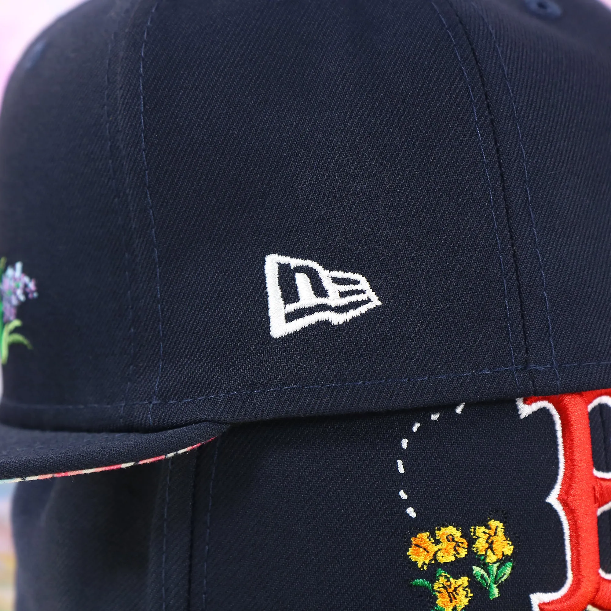 Boston Red Sox Floral Print Undervisor Spring Embroidery 59Fifty Fitted Cap | Navy Blue 59Fifty Cap