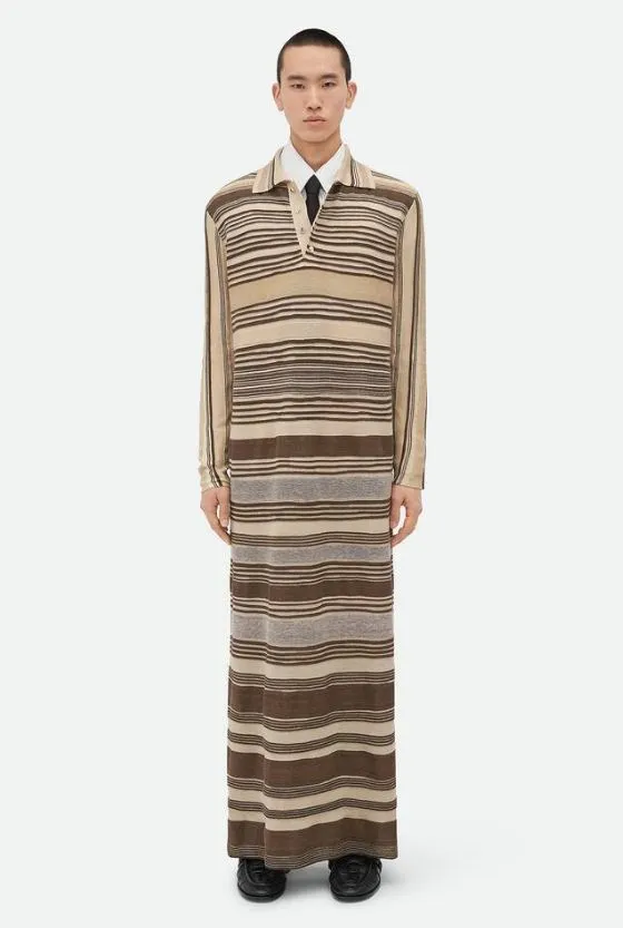 BOTTEGA VENETA  |Striped linen polo dress