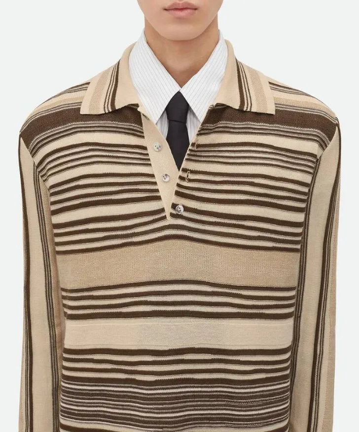 BOTTEGA VENETA  |Striped linen polo dress