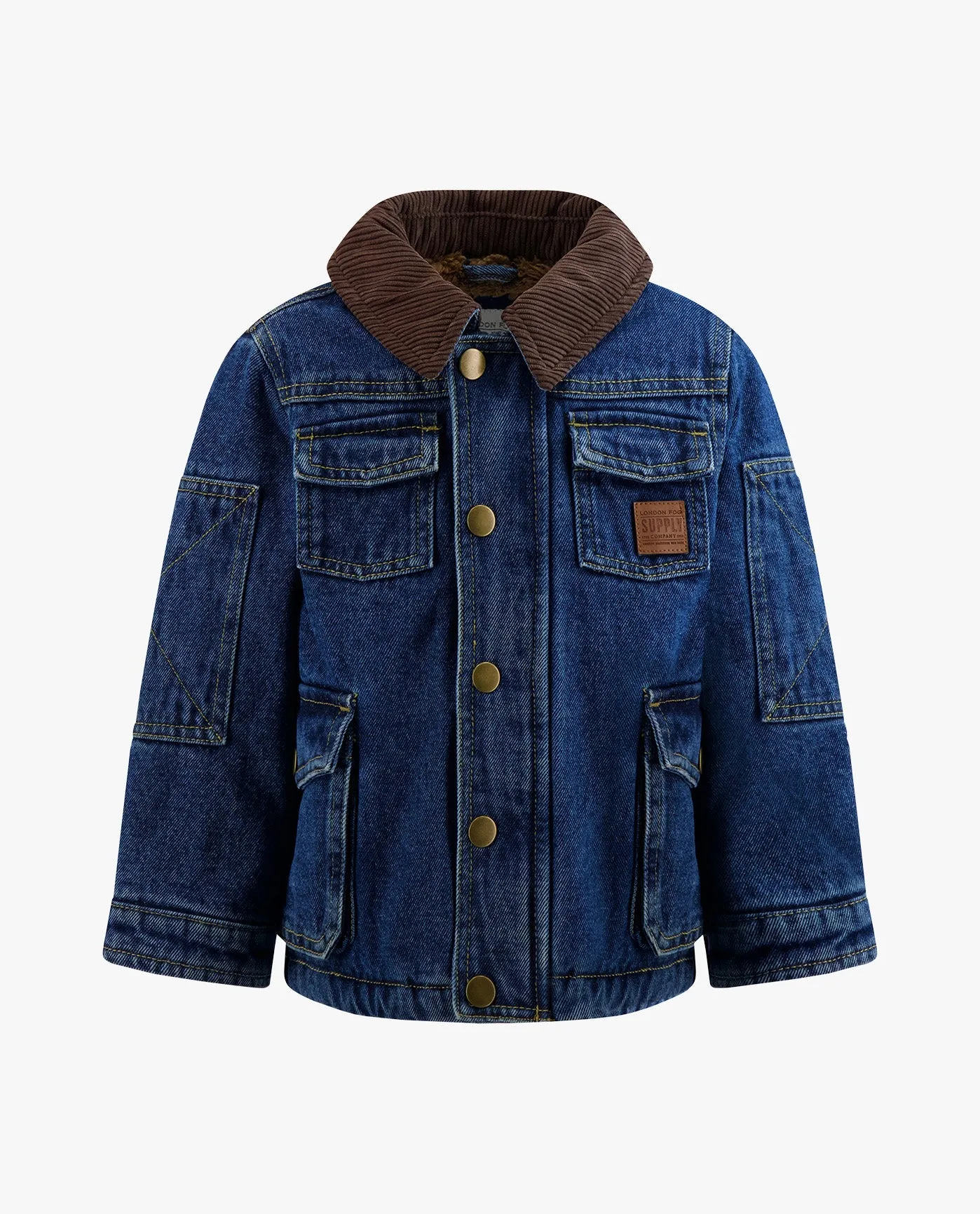 BOYS BUTTON-FRONT COLLARED UTILITY BARN COAT