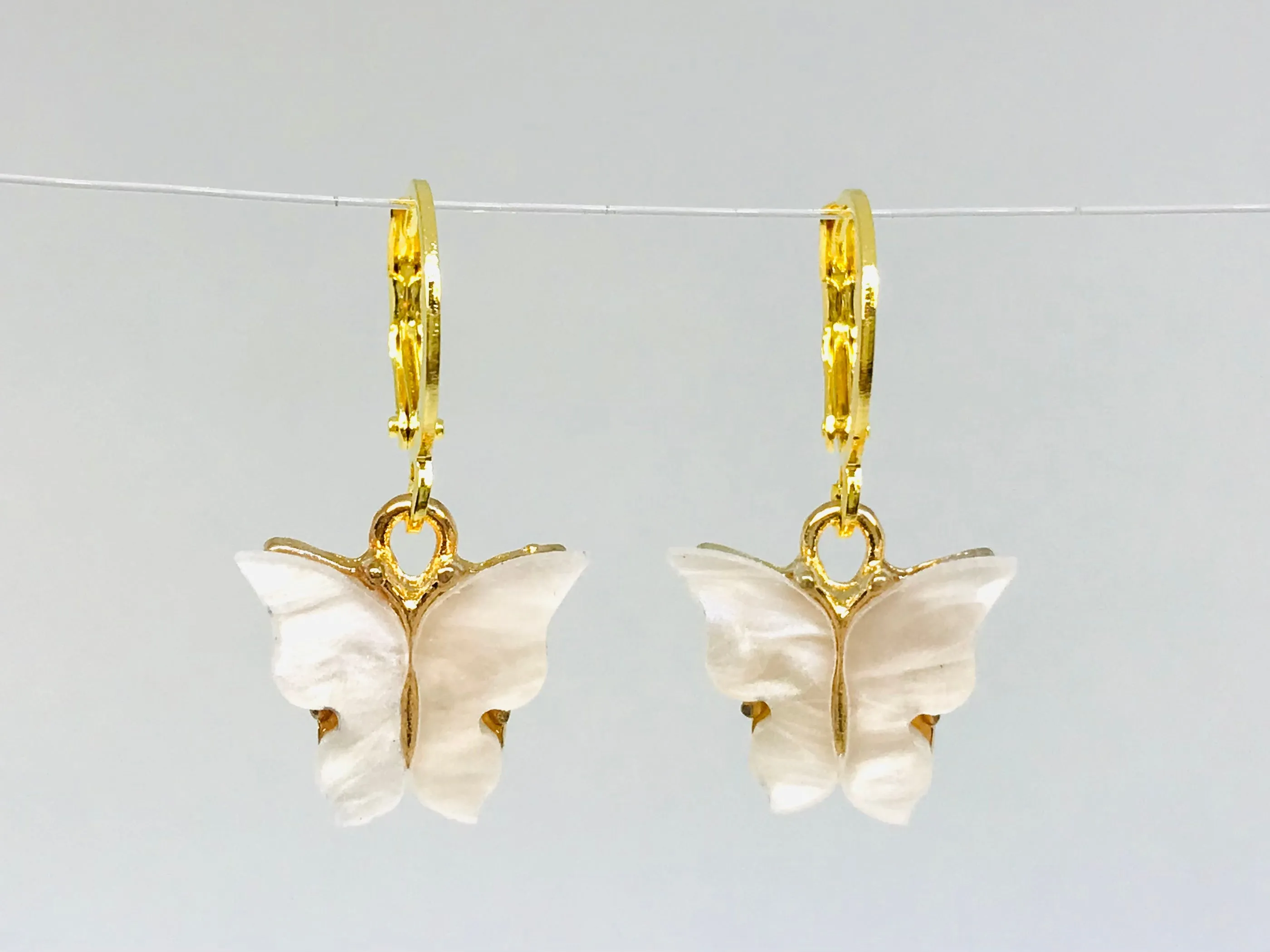 Butterfly Earrings, Mariposa Huggie Earrings, Pearl Butterfly Gift