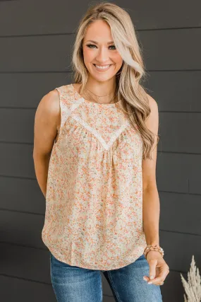 Captivating Blooms Floral Tank- Peach