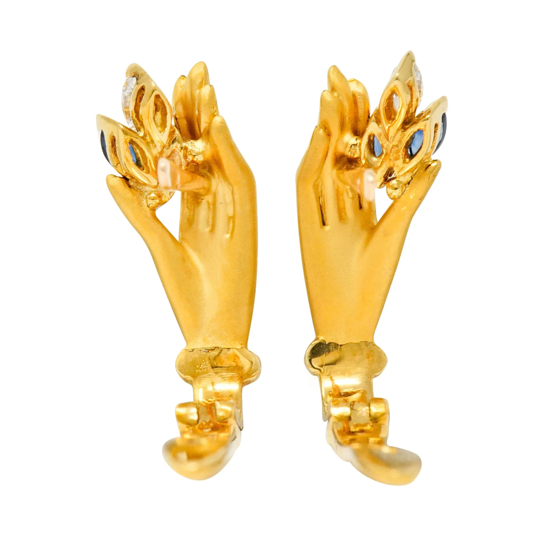 Carrera y Carrera Sapphire Diamond 18 Karat Gold Las Manos Earrings