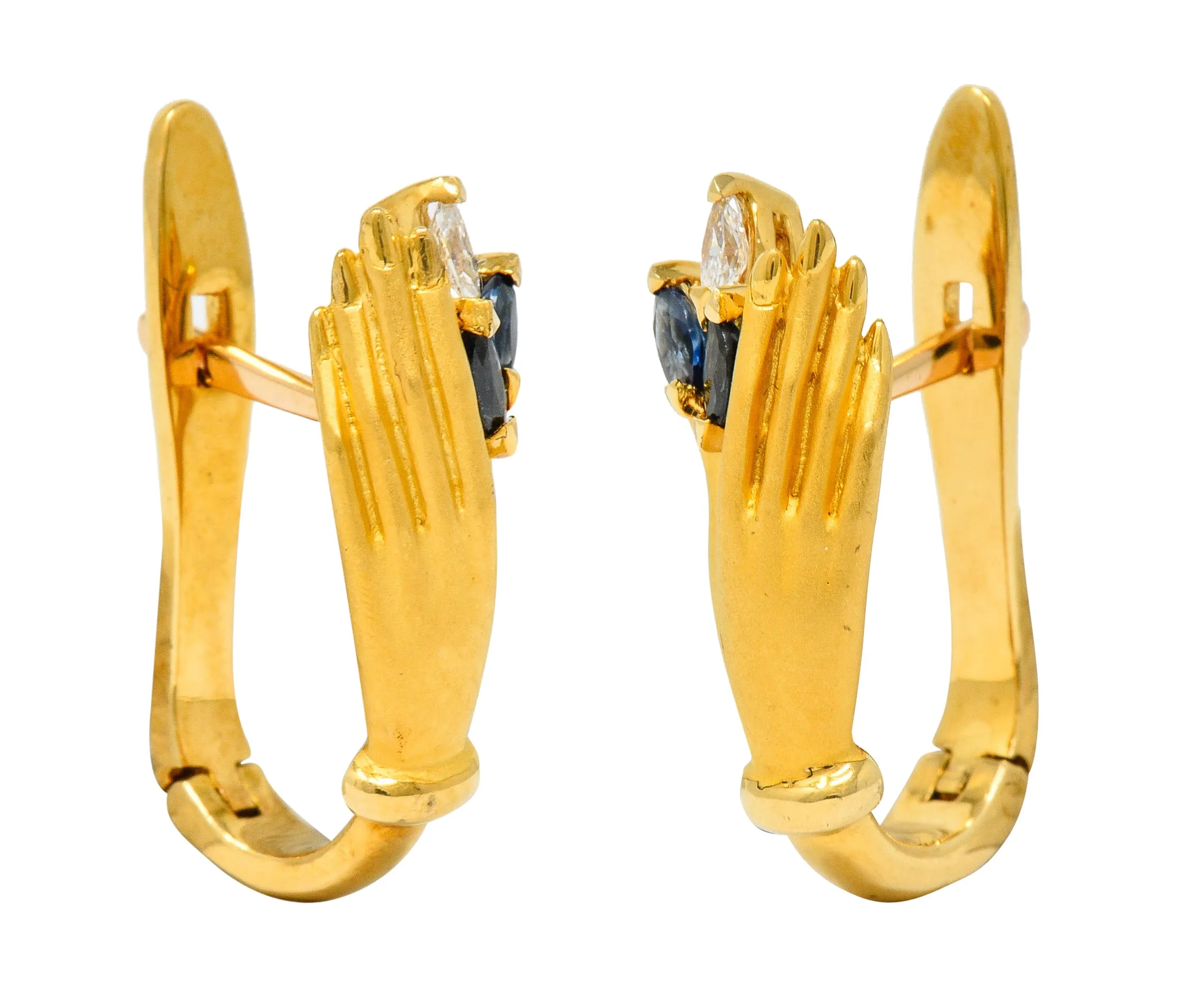 Carrera y Carrera Sapphire Diamond 18 Karat Gold Las Manos Earrings