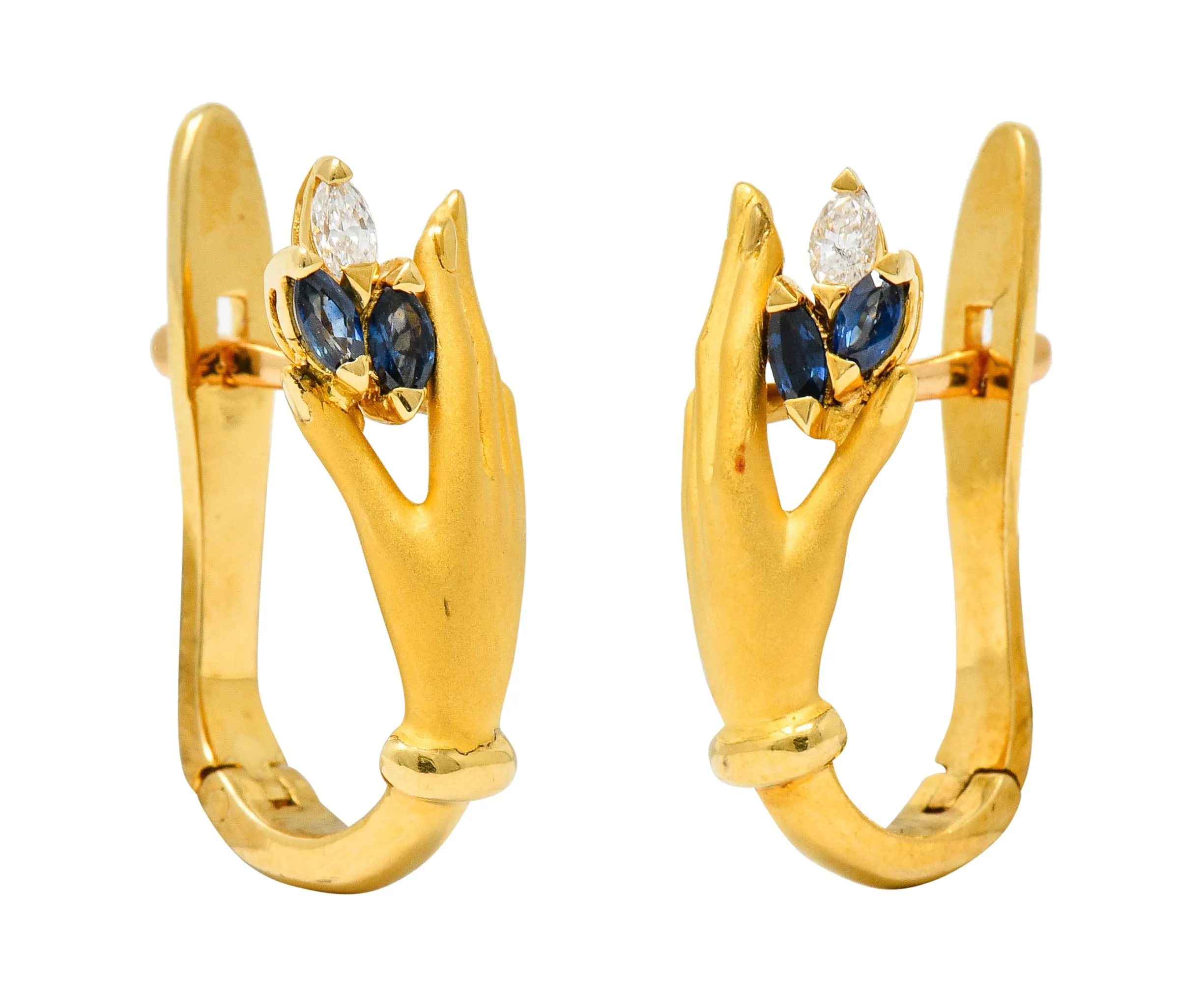 Carrera y Carrera Sapphire Diamond 18 Karat Gold Las Manos Earrings