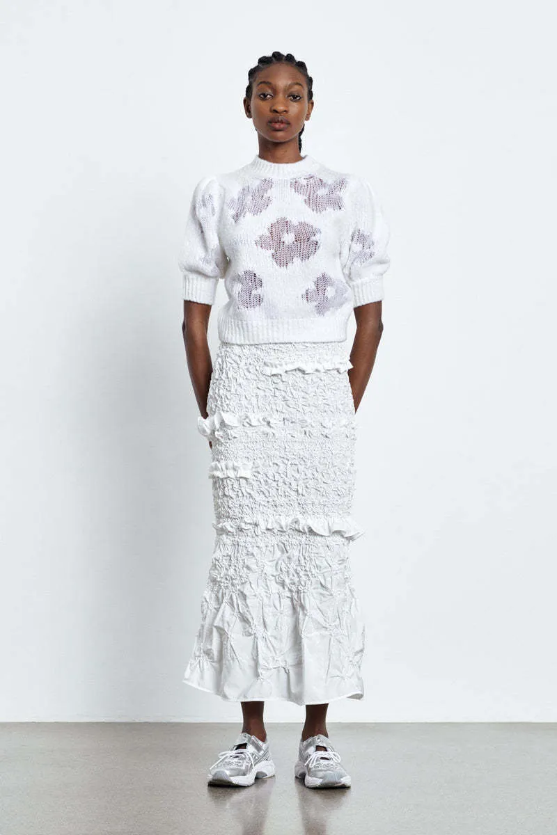 CECILIE BAHNSEN  |Flower Patterns Casual Style Wool Short Sleeves