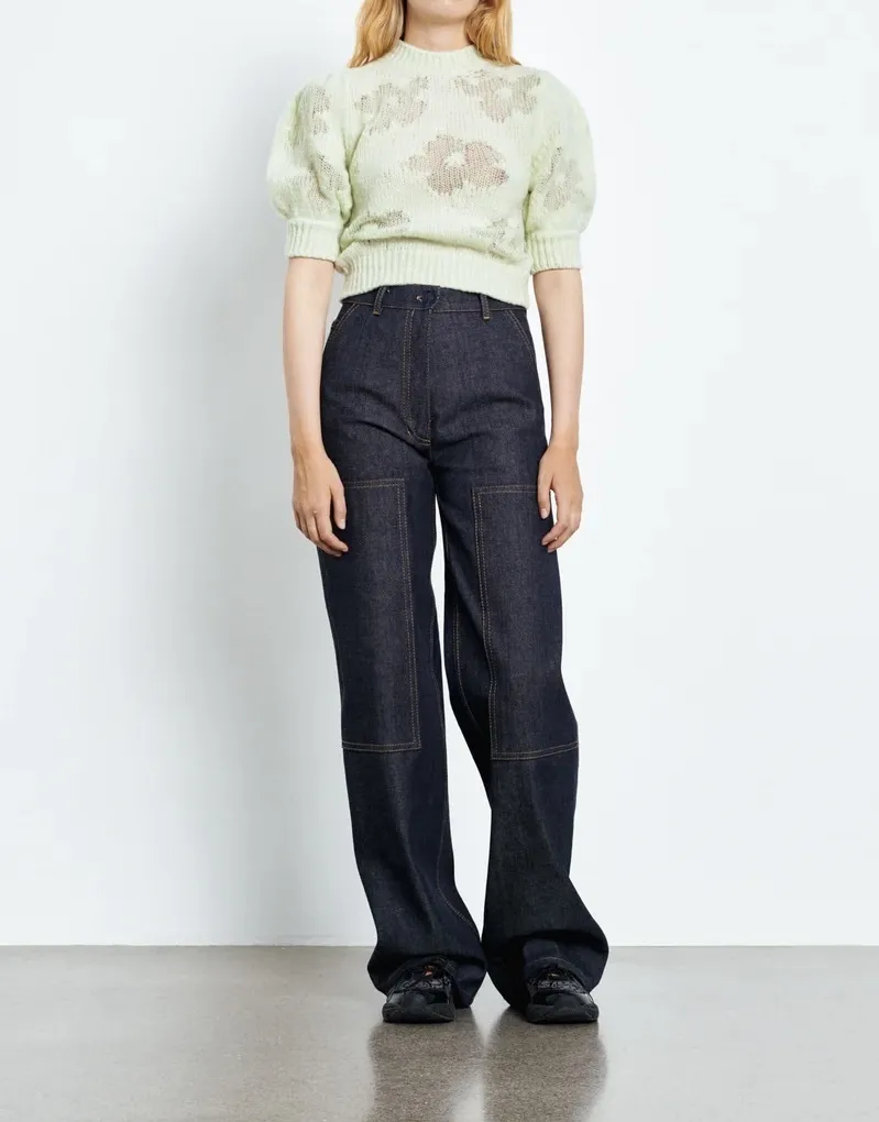 CECILIE BAHNSEN  |Flower Patterns Casual Style Wool Short Sleeves