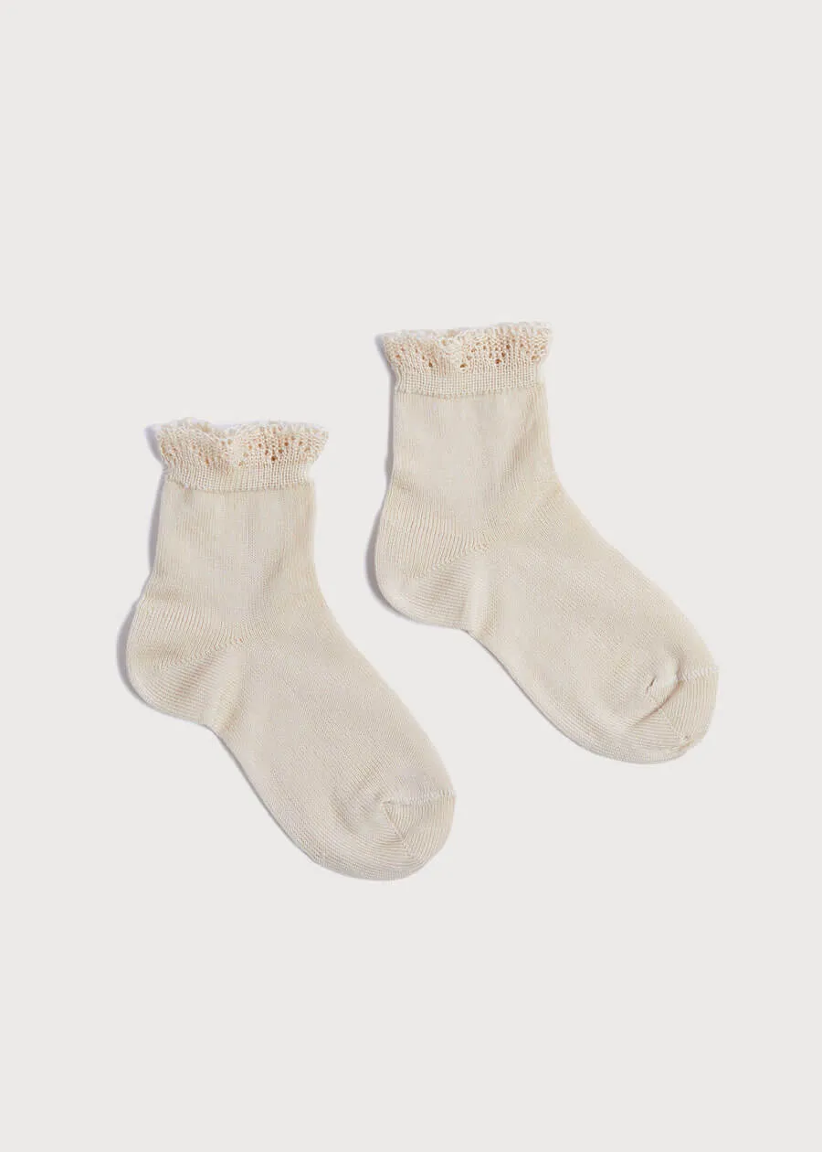 Celebration Short Socks with ruffle - Sand (3mths-8yrs)