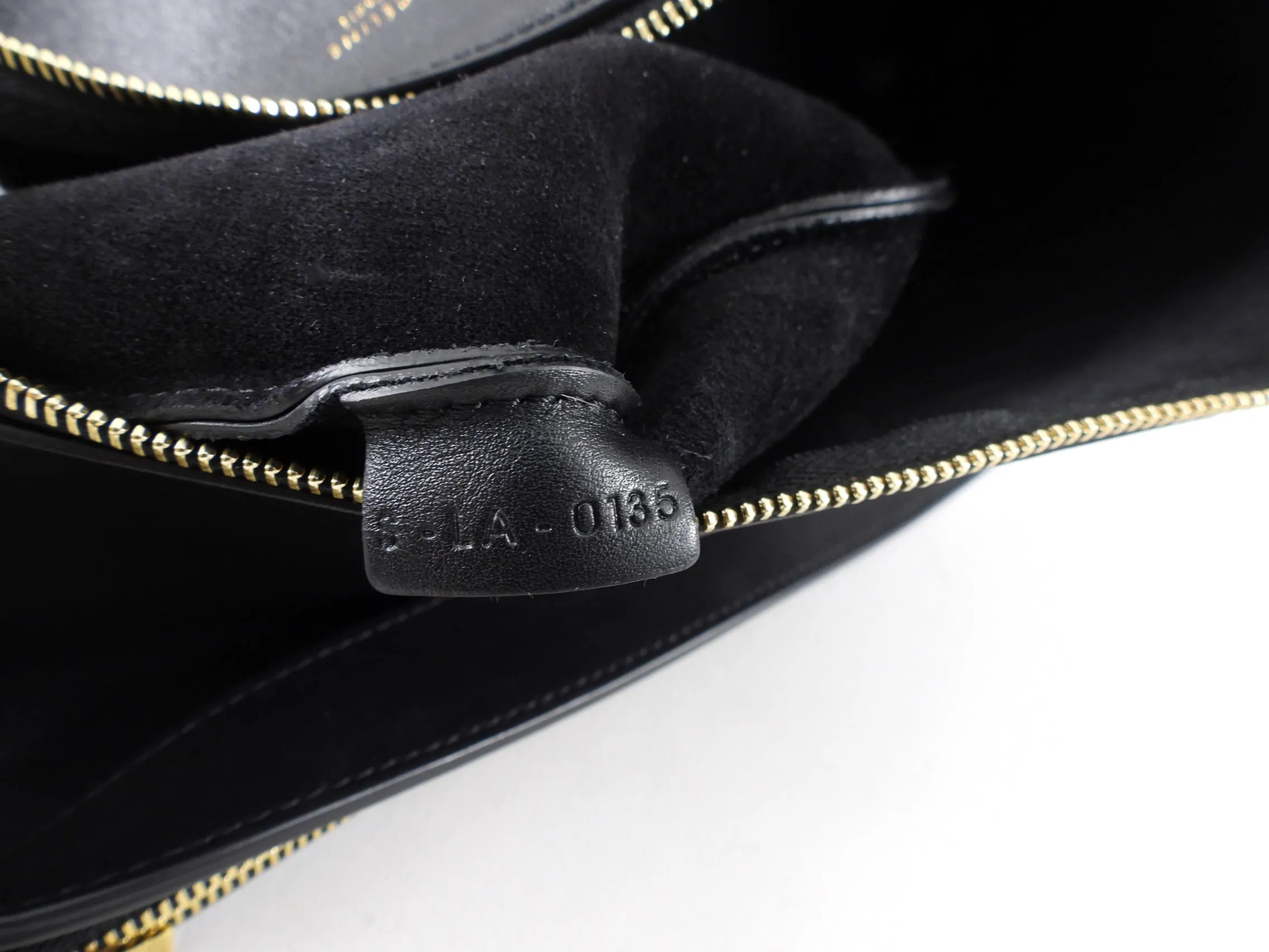 Celine Large Black Leather Flat Zip Pouch / Bag