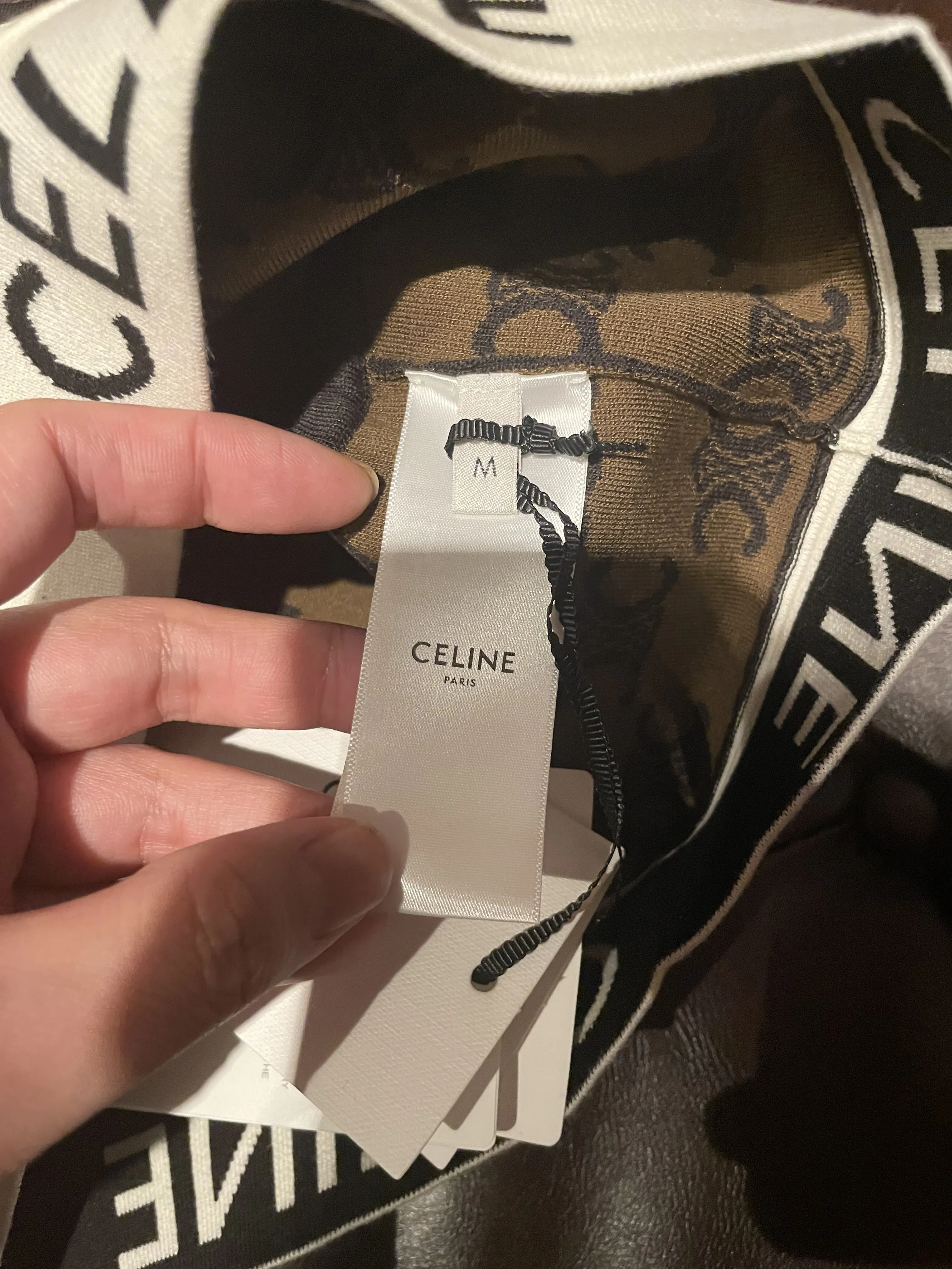 CELINE  |Monogram Silk Nylon Rib Street Style U-Neck Cotton Logo