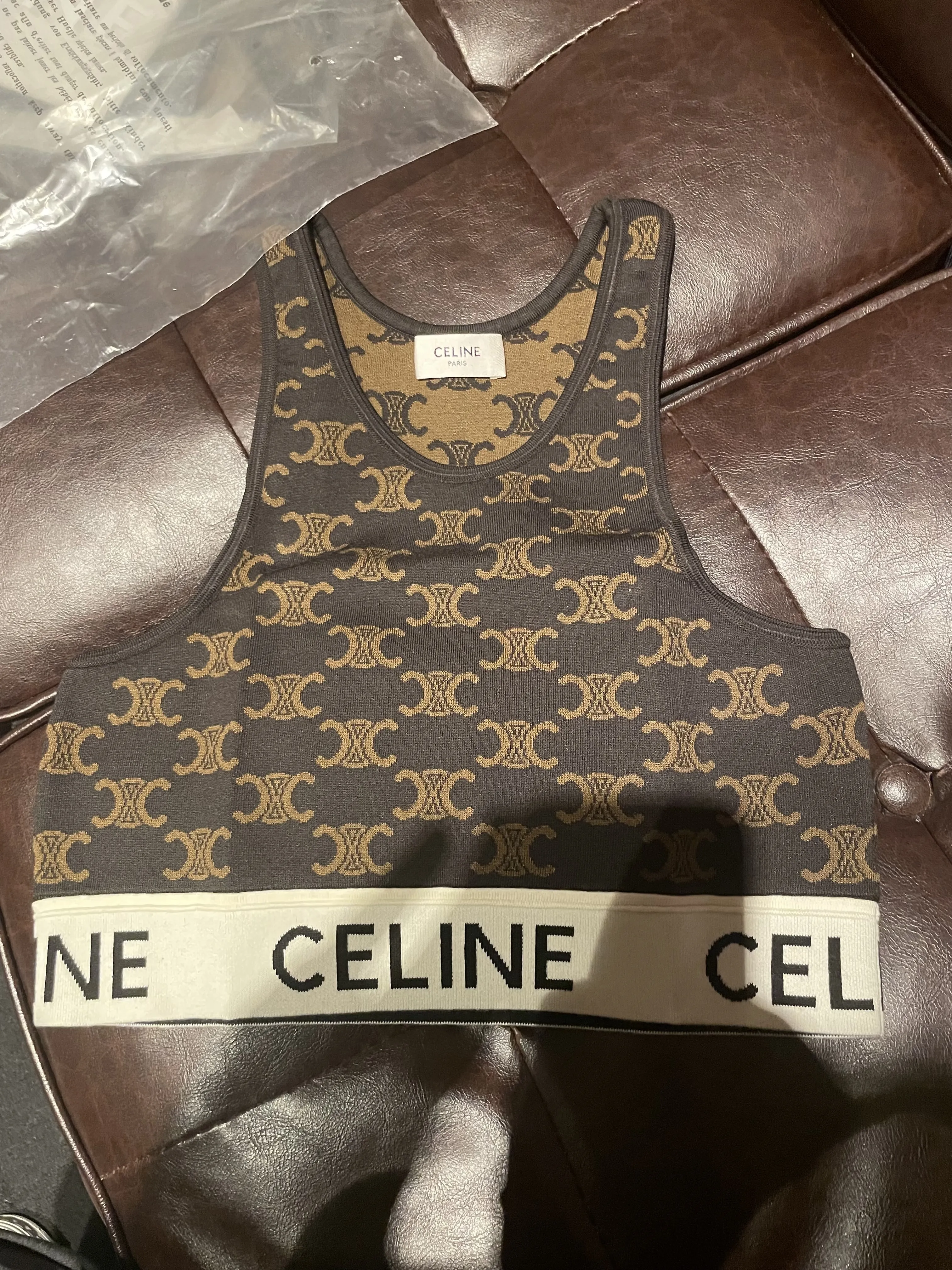 CELINE  |Monogram Silk Nylon Rib Street Style U-Neck Cotton Logo