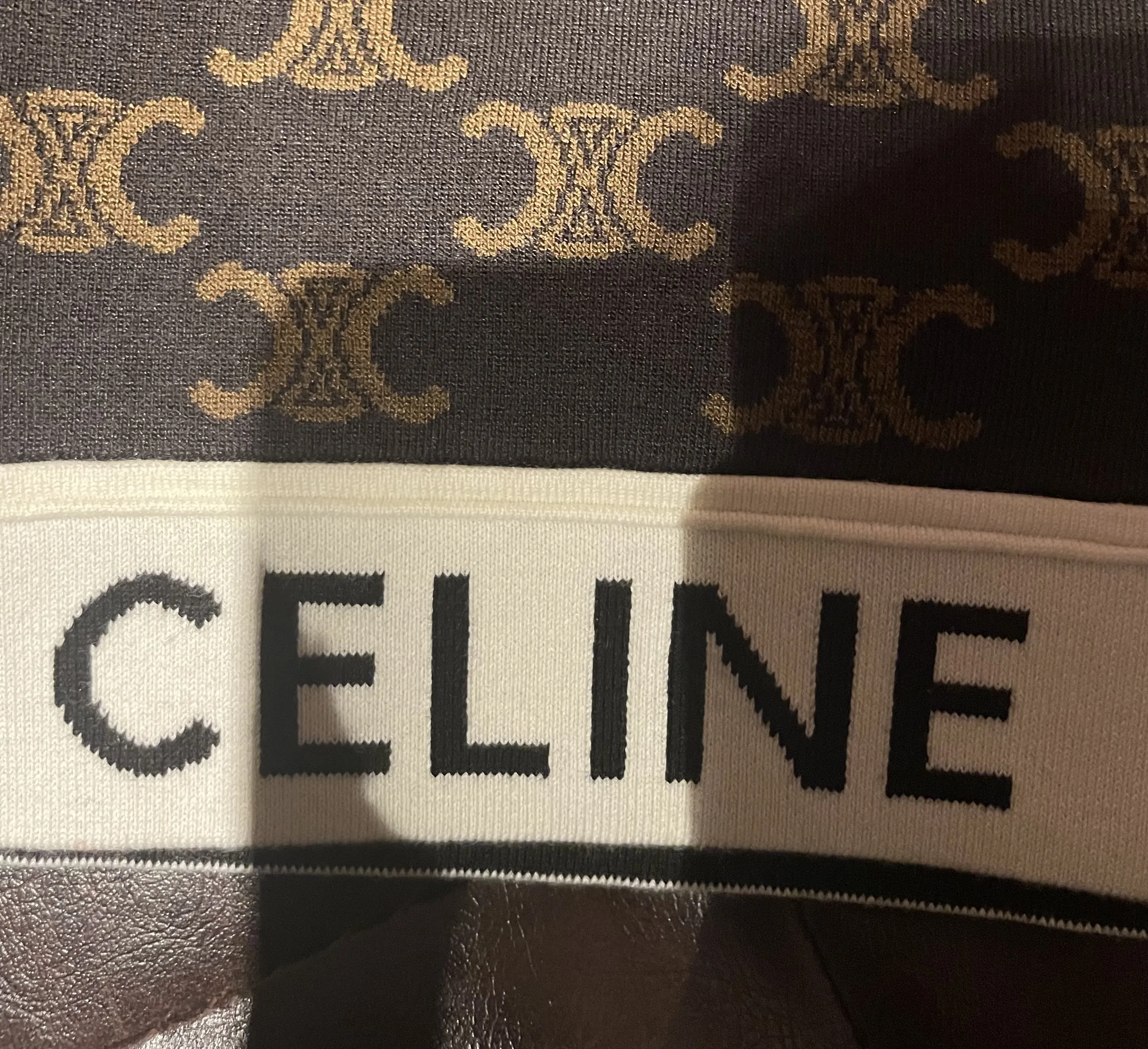 CELINE  |Monogram Silk Nylon Rib Street Style U-Neck Cotton Logo