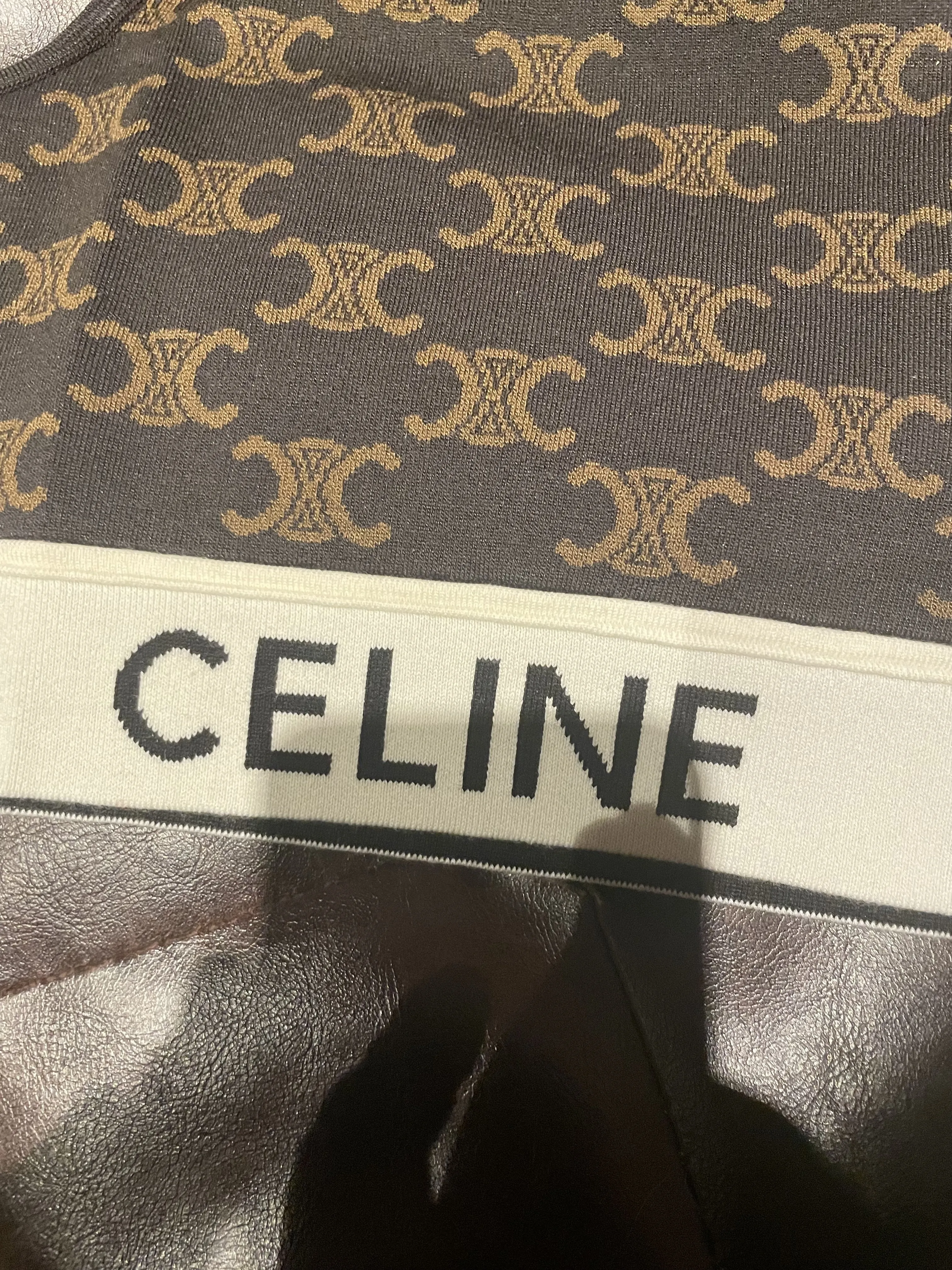 CELINE  |Monogram Silk Nylon Rib Street Style U-Neck Cotton Logo