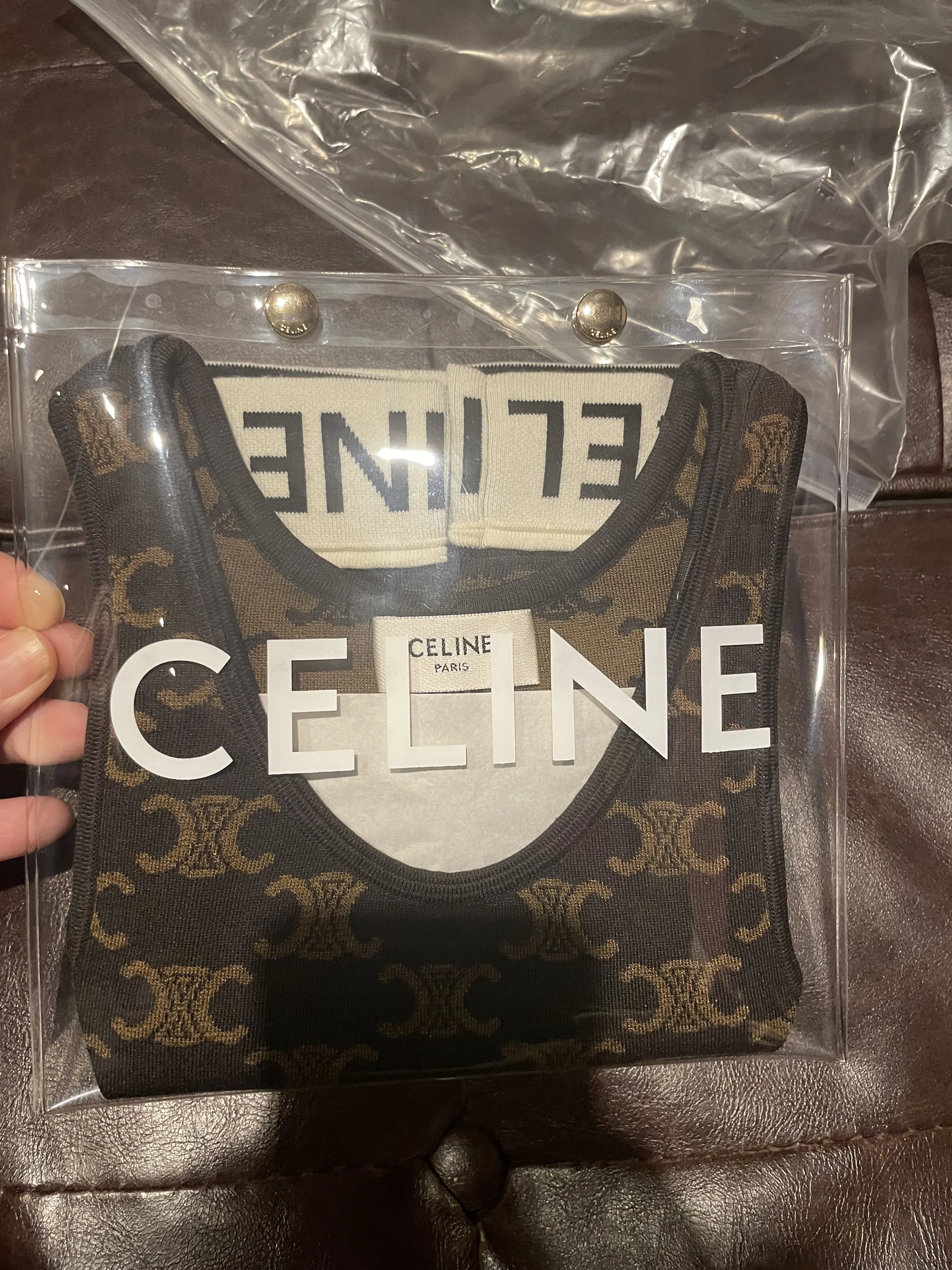 CELINE  |Monogram Silk Nylon Rib Street Style U-Neck Cotton Logo