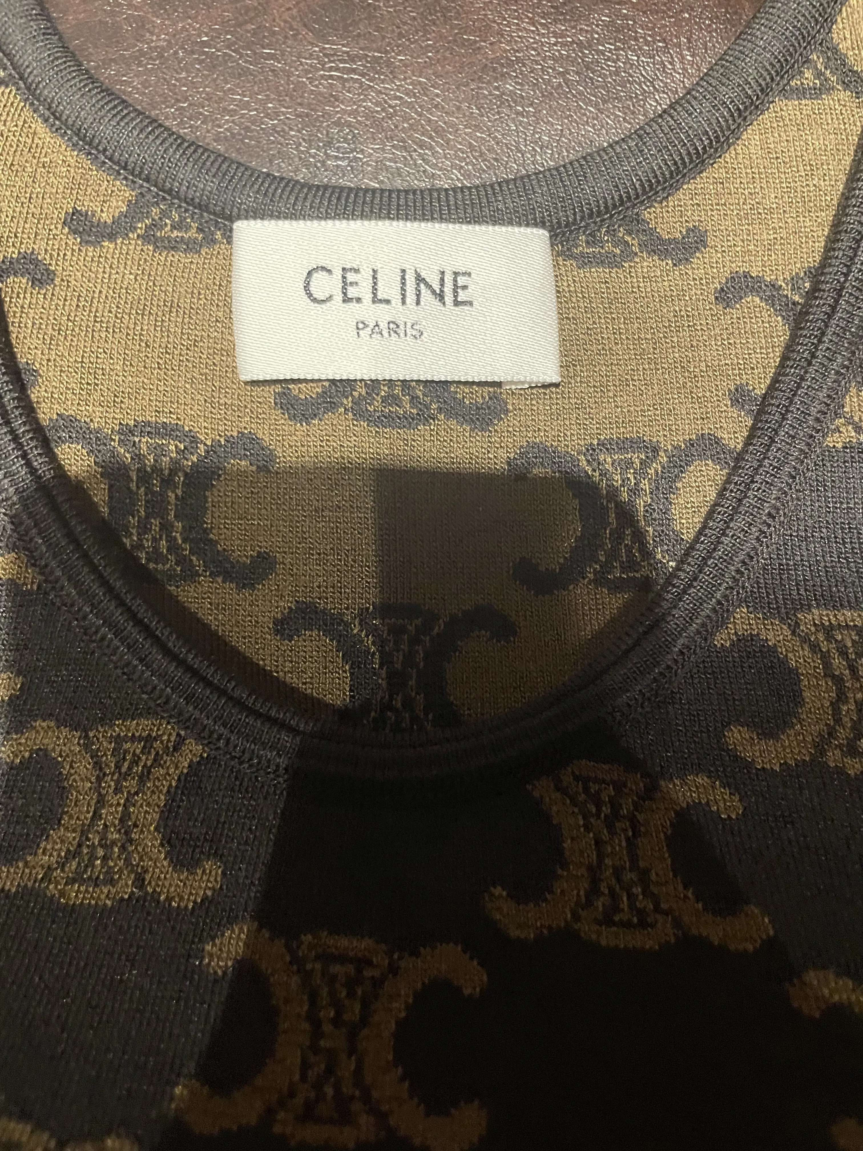 CELINE  |Monogram Silk Nylon Rib Street Style U-Neck Cotton Logo