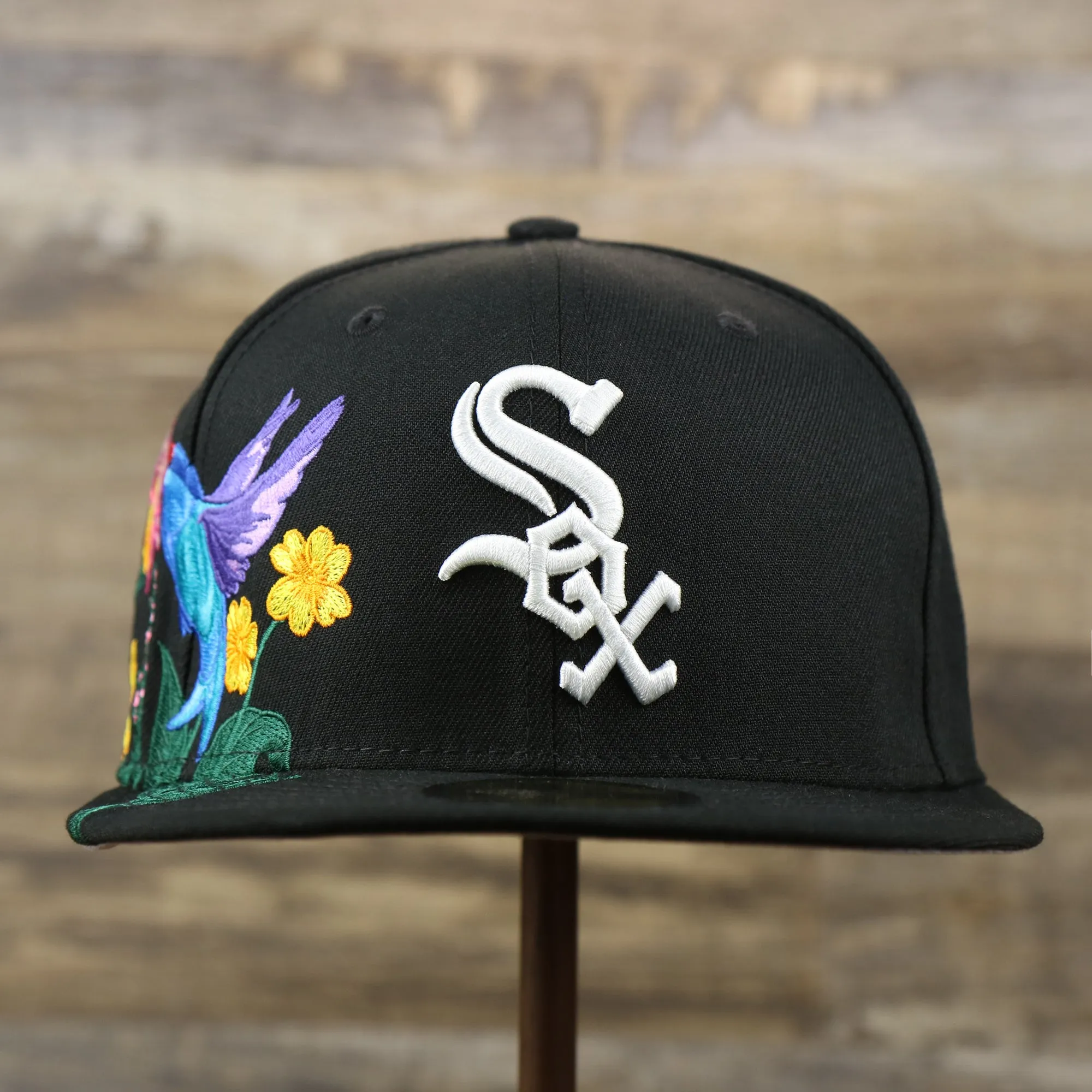 Chicago White Sox Gray Bottom Bloom Spring Embroidery 59Fifty Fitted Cap | Black 5950 Cap