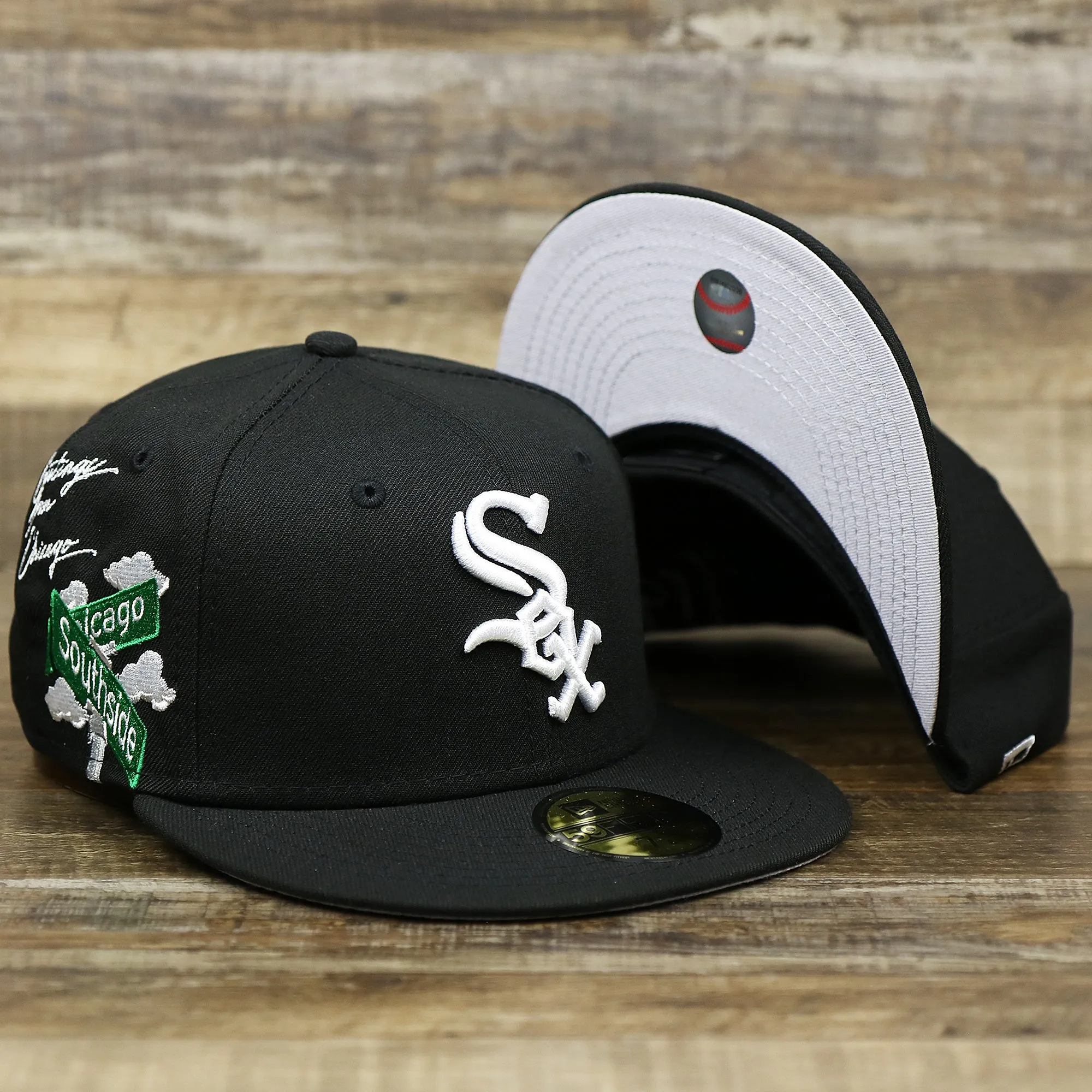 Chicago White Sox Southside Cloud Icon Side Patch Gray Bottom 59Fifty Fitted Cap | Black 59Fifty Cap