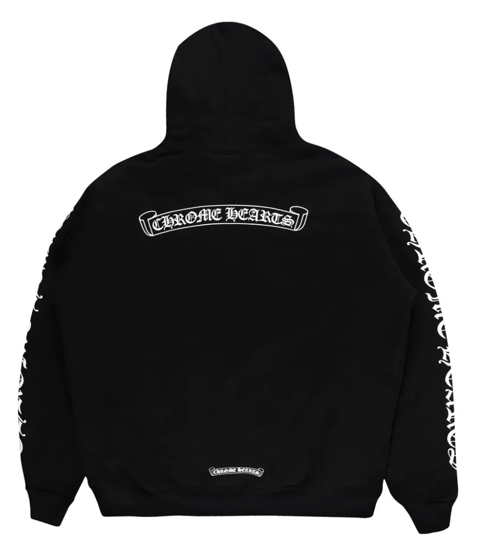 CHROME HEARTS SCROLL LOGO FU ZIP UP HOODIE BLACK